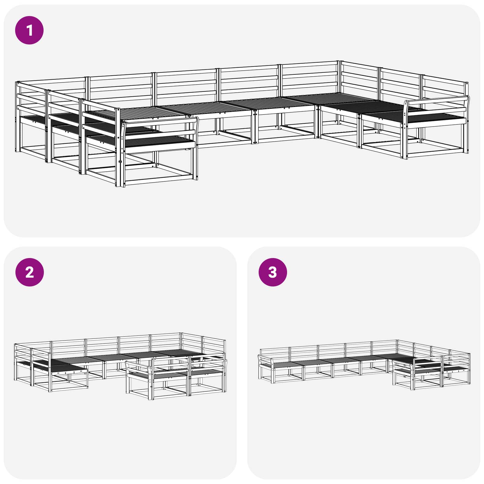 Buiten bankenset 9 pcs Wit 404 x 247,5 x 73 cm is nu te koop bij PeponiXL, paradijselijk wonen!