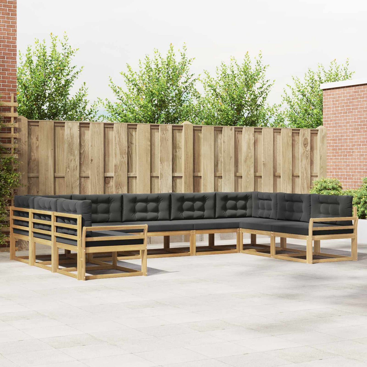 Buiten bankenset met kussen 9 pcs Wit en antracietkleurig is nu te koop bij PeponiXL, paradijselijk wonen!