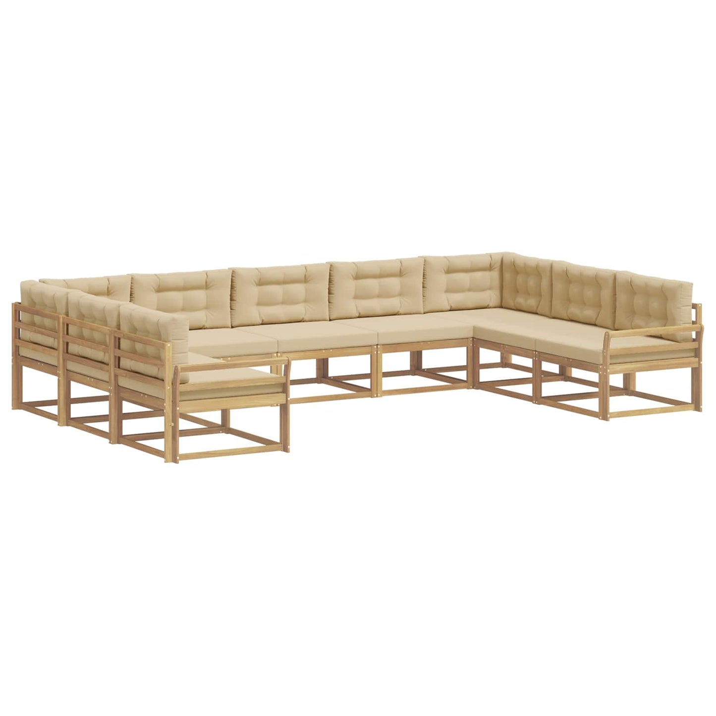 Buiten bankenset met kussen 9 pcs Wit en Beige is nu te koop bij PeponiXL, paradijselijk wonen!