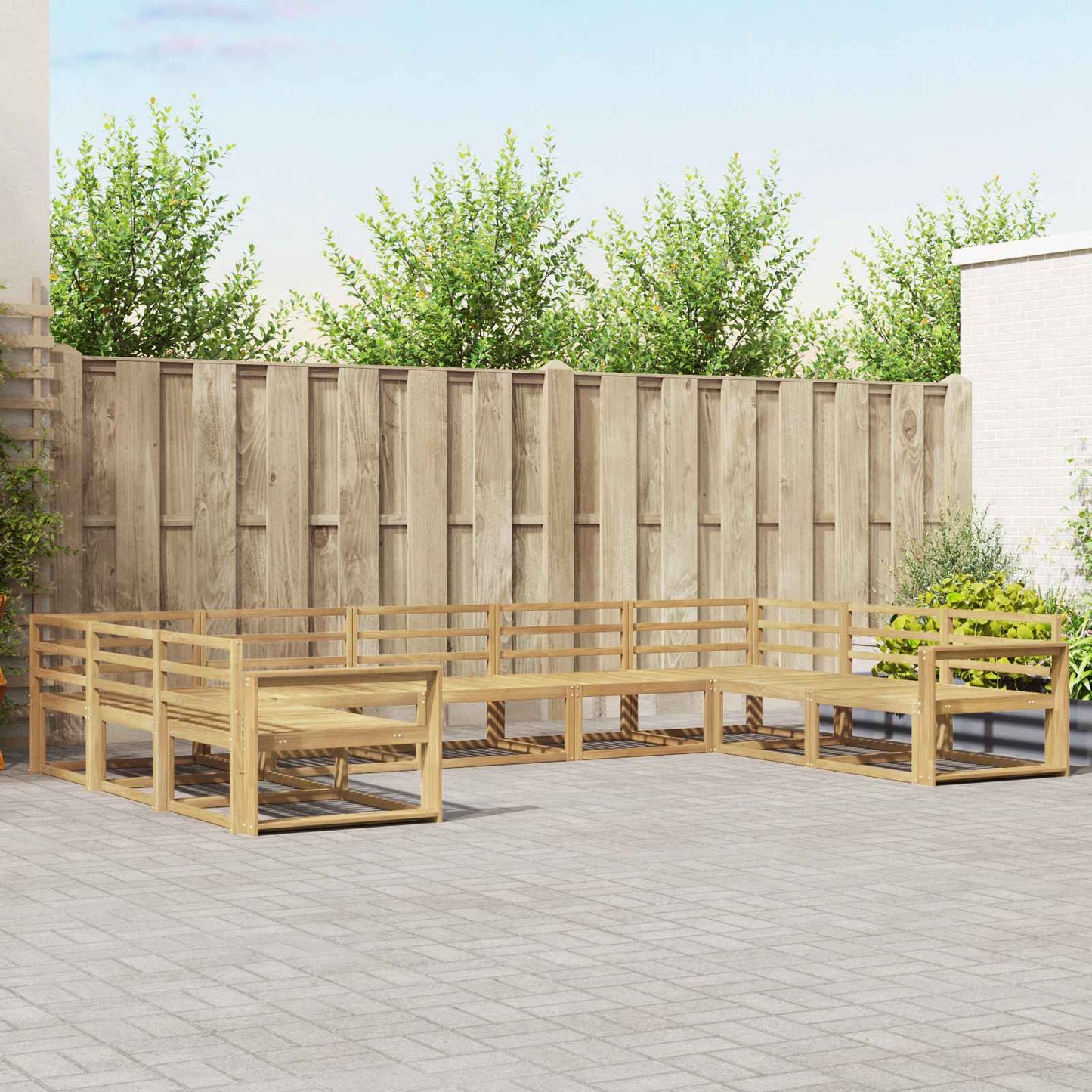 Buiten bankenset 9 pcs Wit 404 x 251,5 x 73 cm is nu te koop bij PeponiXL, paradijselijk wonen!
