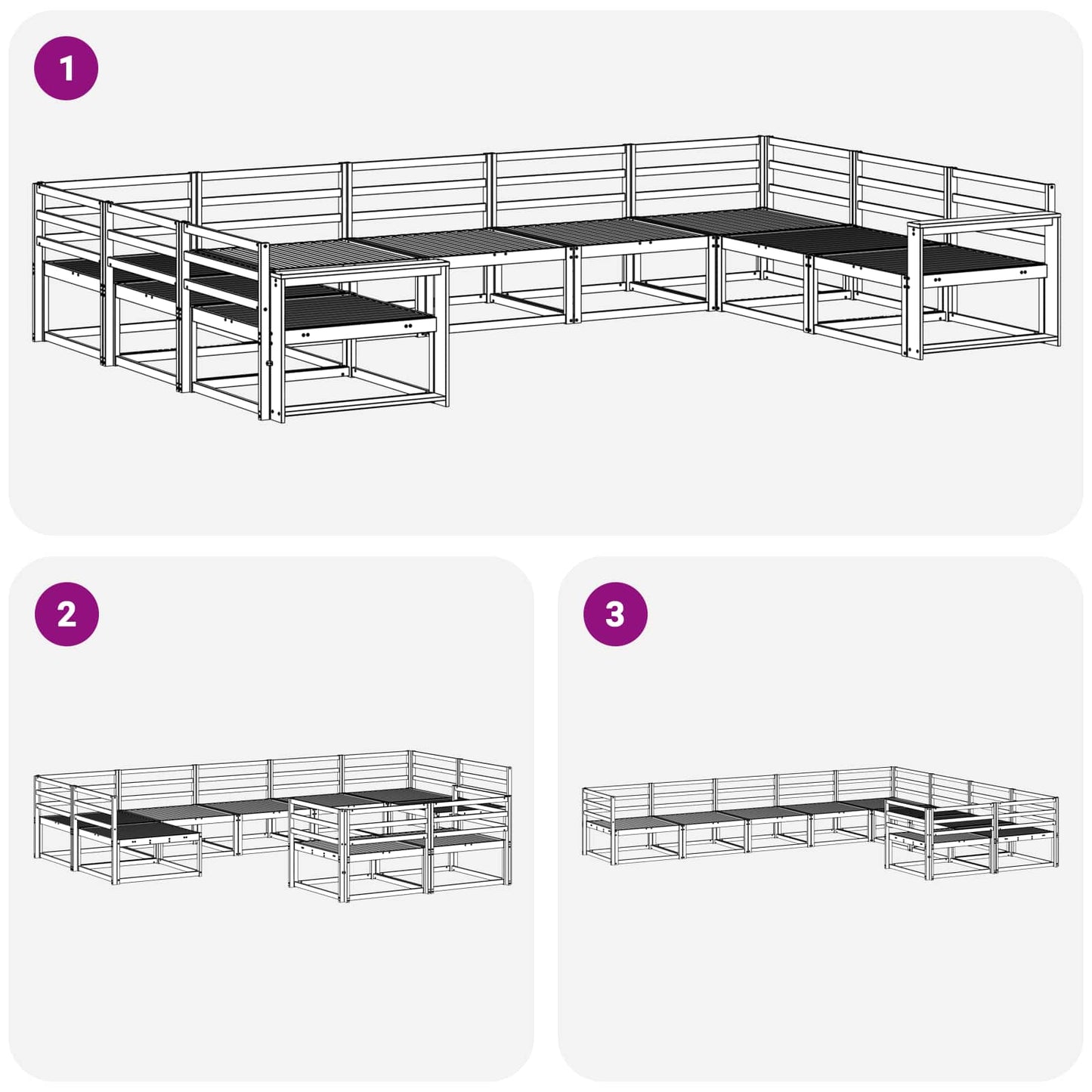 Buiten bankenset 9 pcs Wit 404 x 251,5 x 73 cm is nu te koop bij PeponiXL, paradijselijk wonen!