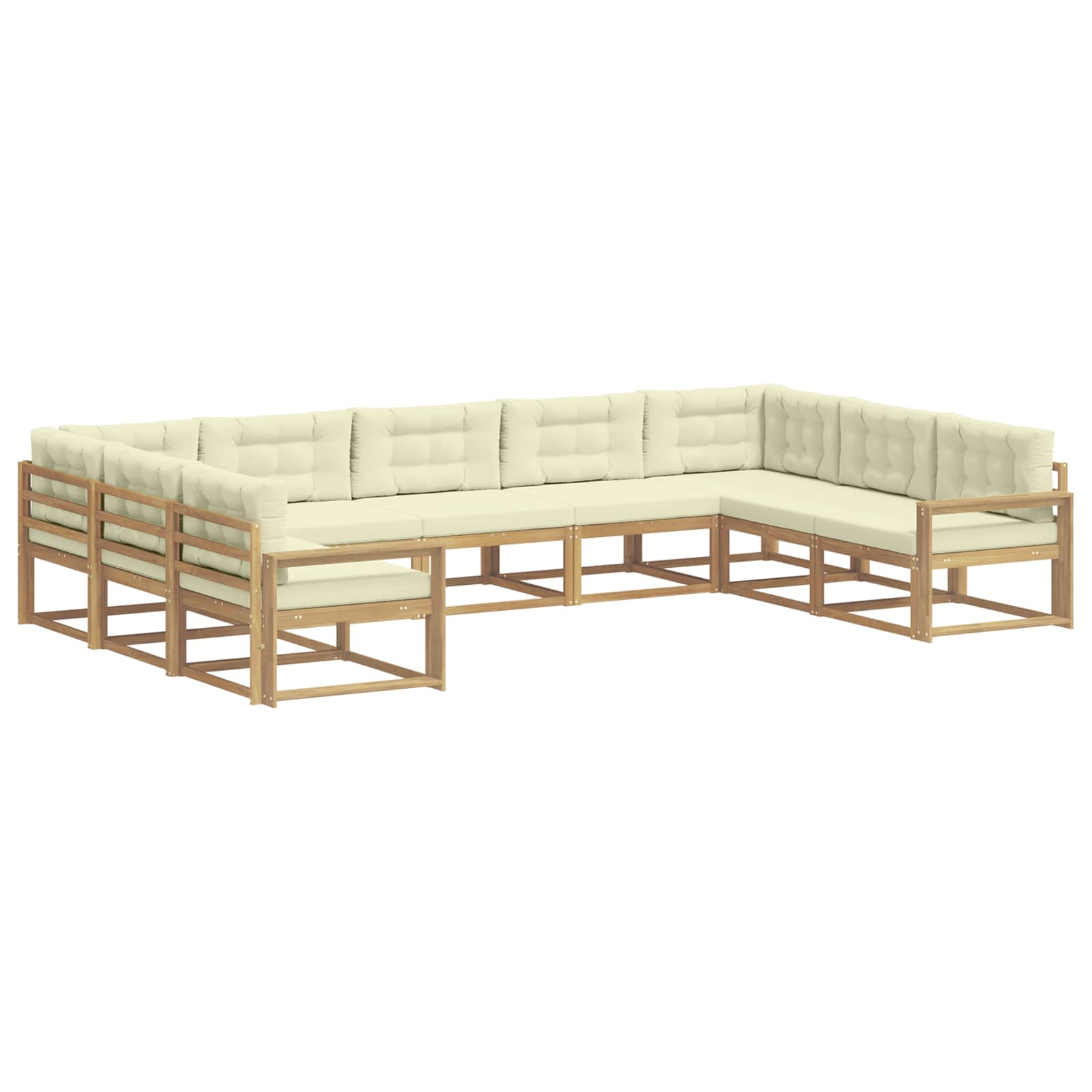 Buiten bankenset met kussen 9 pcs Wit en crèmekleurig is nu te koop bij PeponiXL, paradijselijk wonen!