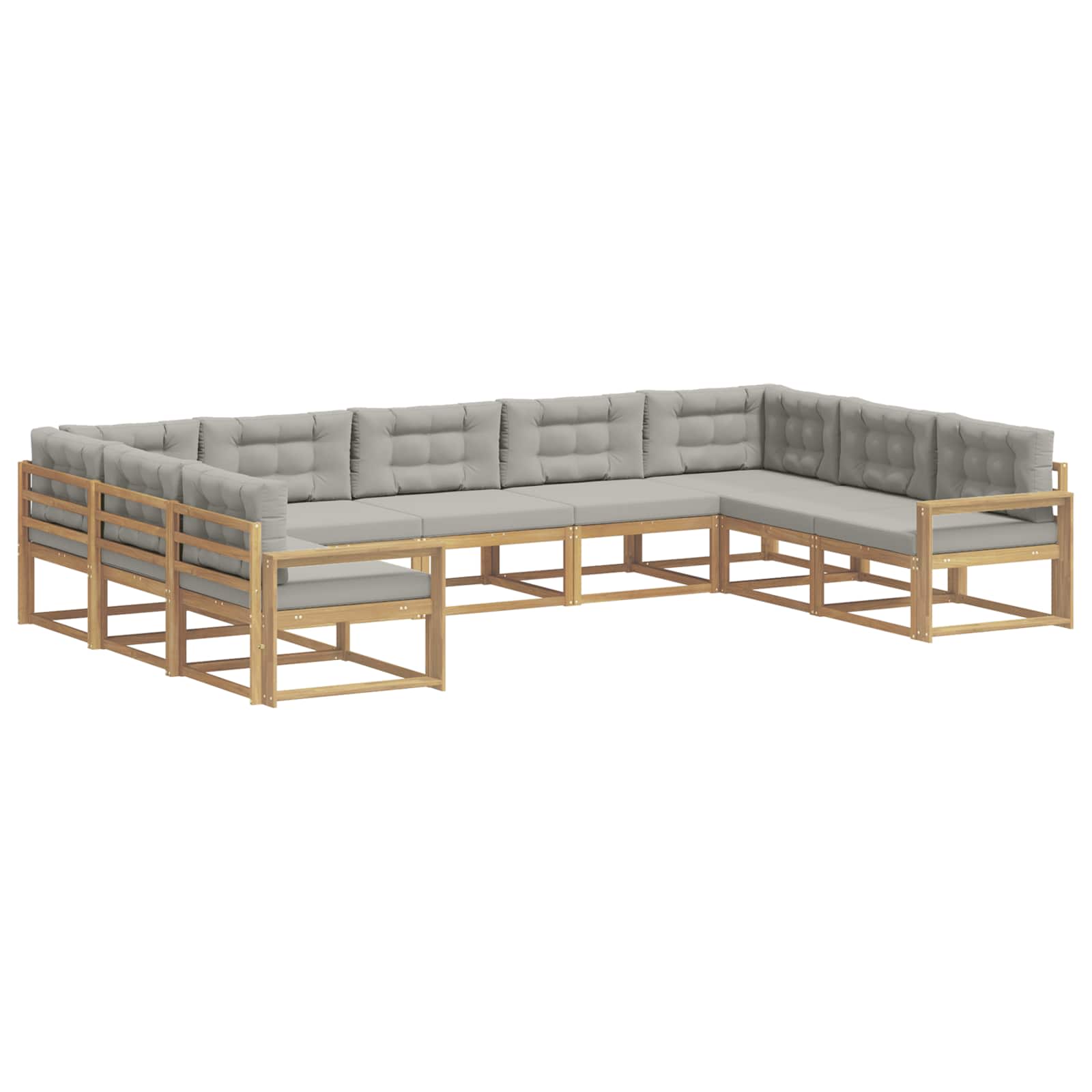 Buiten bankenset met kussen 9 pcs Wit en Lichtgrijs is nu te koop bij PeponiXL, paradijselijk wonen!