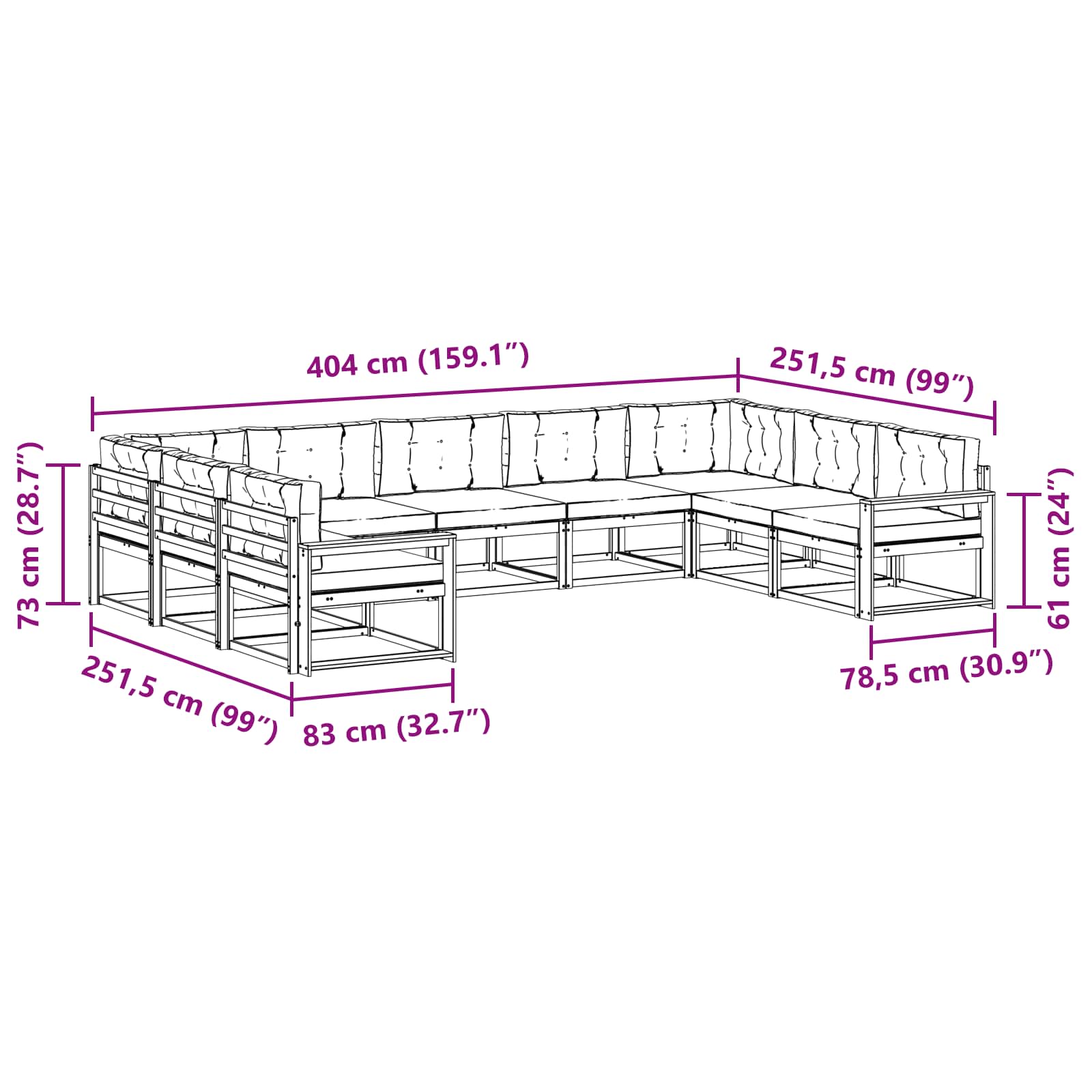 Buiten bankenset met kussen 9 pcs Wit en Lichtgrijs is nu te koop bij PeponiXL, paradijselijk wonen!