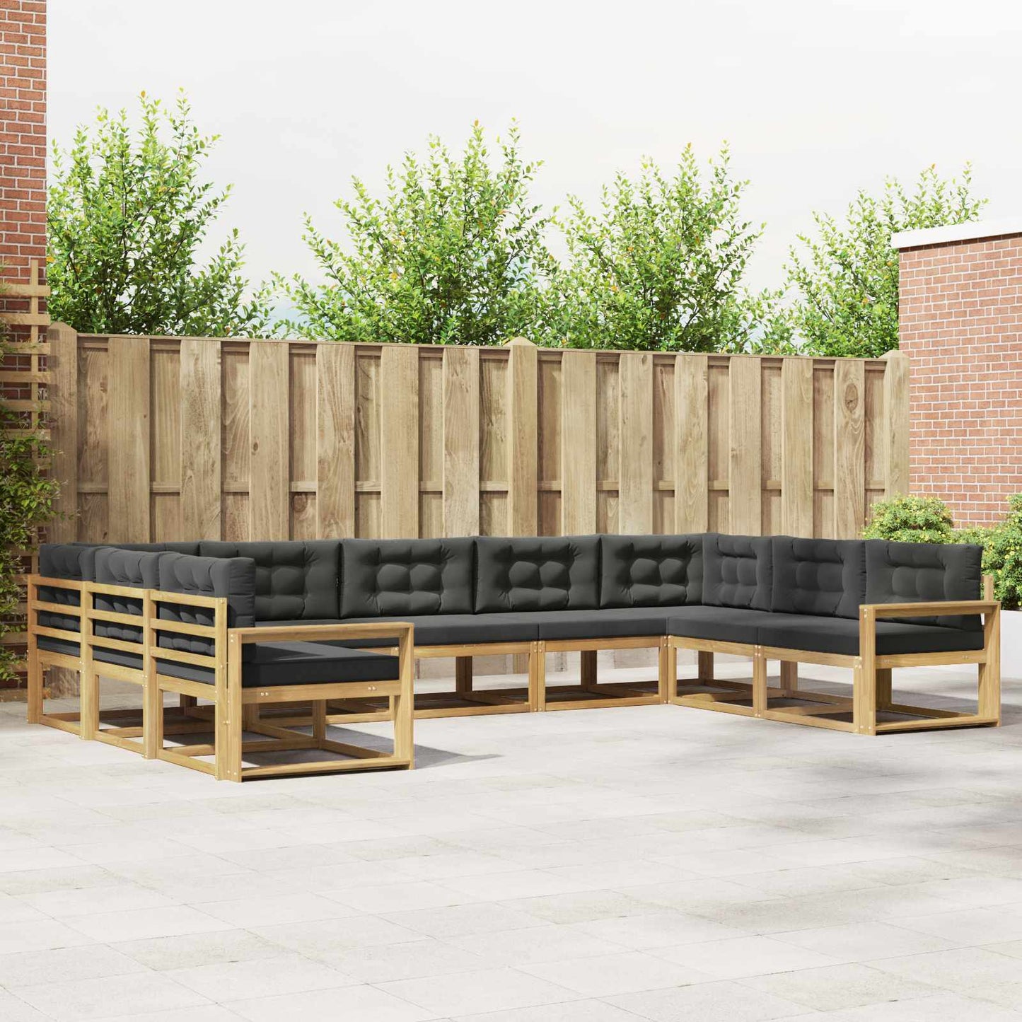 Buiten bankenset met kussen 9 pcs Wit en antracietkleurig is nu te koop bij PeponiXL, paradijselijk wonen!