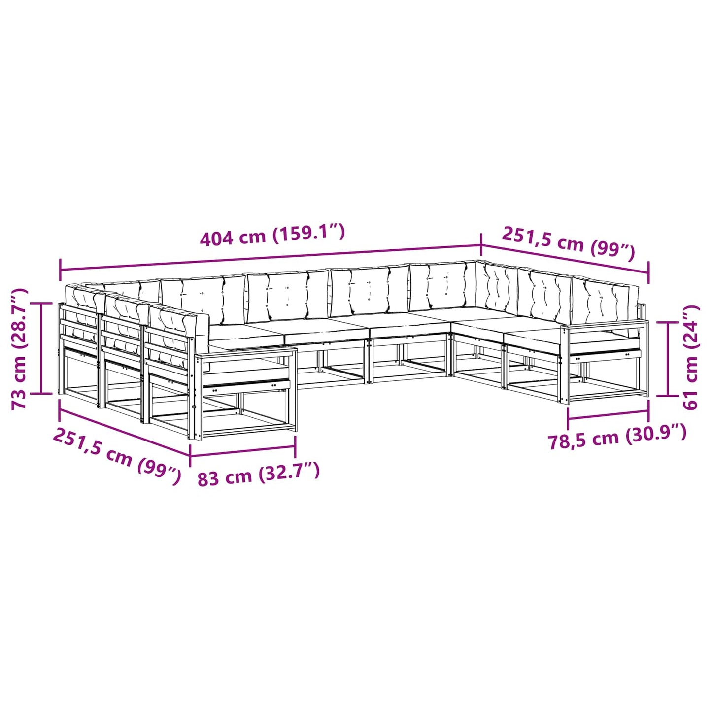Buiten bankenset met kussen 9 pcs Wit en antracietkleurig is nu te koop bij PeponiXL, paradijselijk wonen!