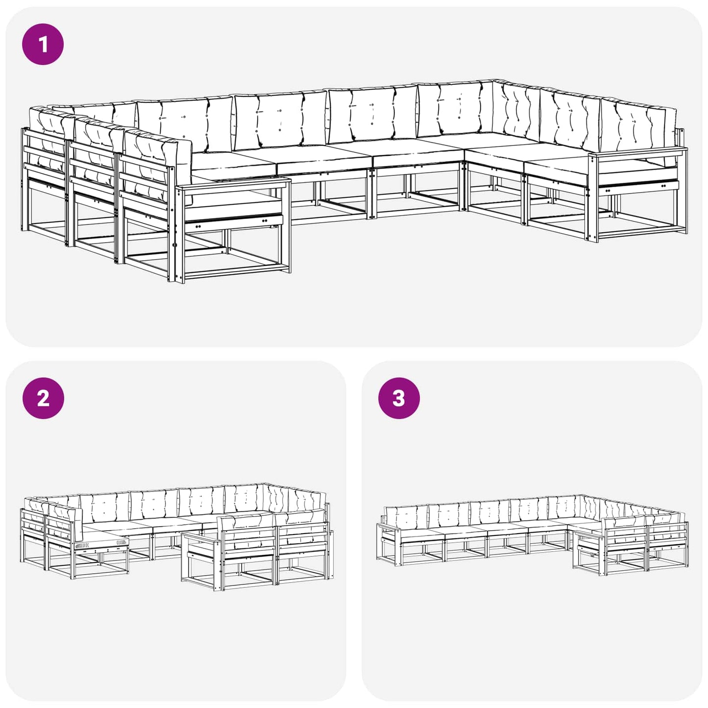 Buiten bankenset met kussen 9 pcs Wit en antracietkleurig is nu te koop bij PeponiXL, paradijselijk wonen!