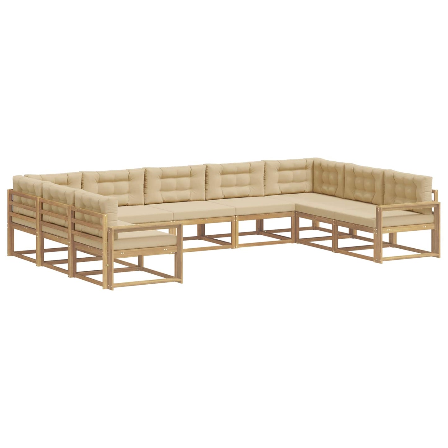 Buiten bankenset met kussen 9 pcs Wit en Beige is nu te koop bij PeponiXL, paradijselijk wonen!