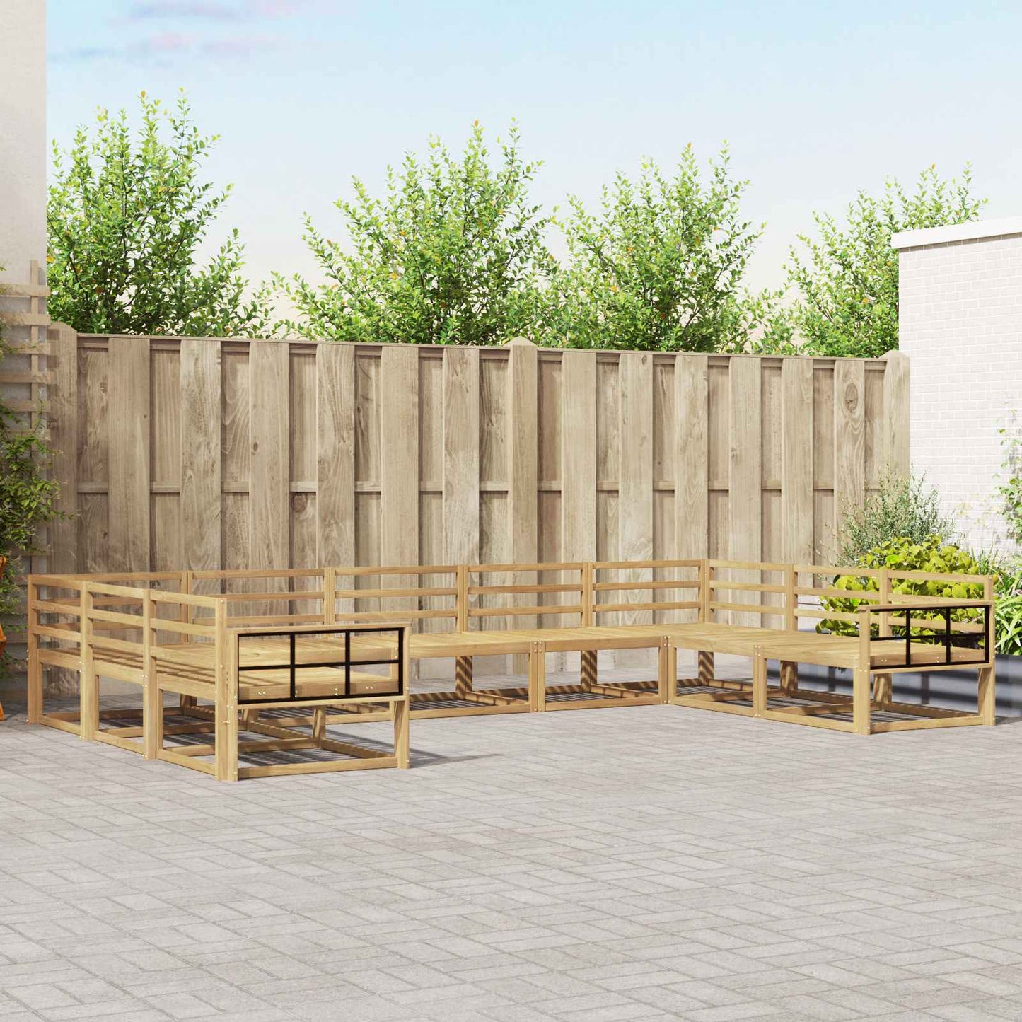 Buiten bankenset 9 pcs Wit 404 x 247,5 x 73 cm is nu te koop bij PeponiXL, paradijselijk wonen!