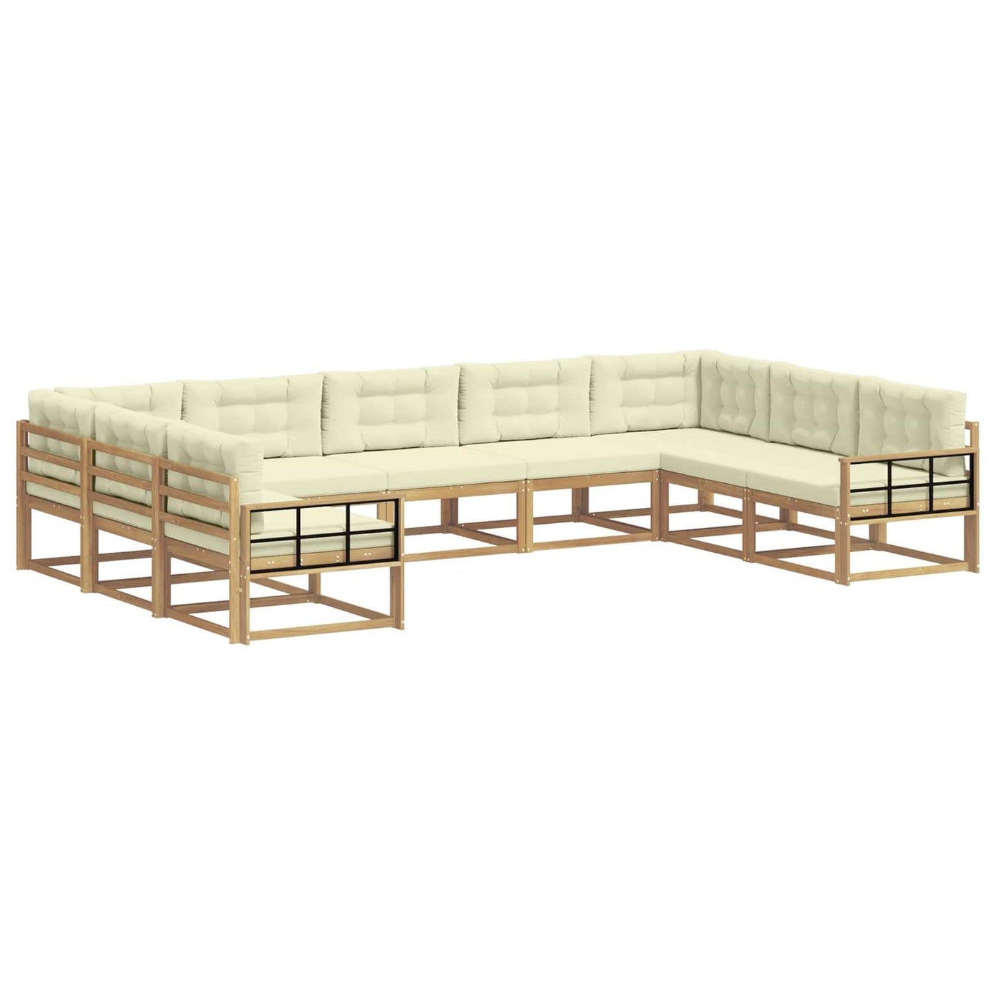 Buiten bankenset met kussen 9 pcs Wit en crèmekleurig is nu te koop bij PeponiXL, paradijselijk wonen!