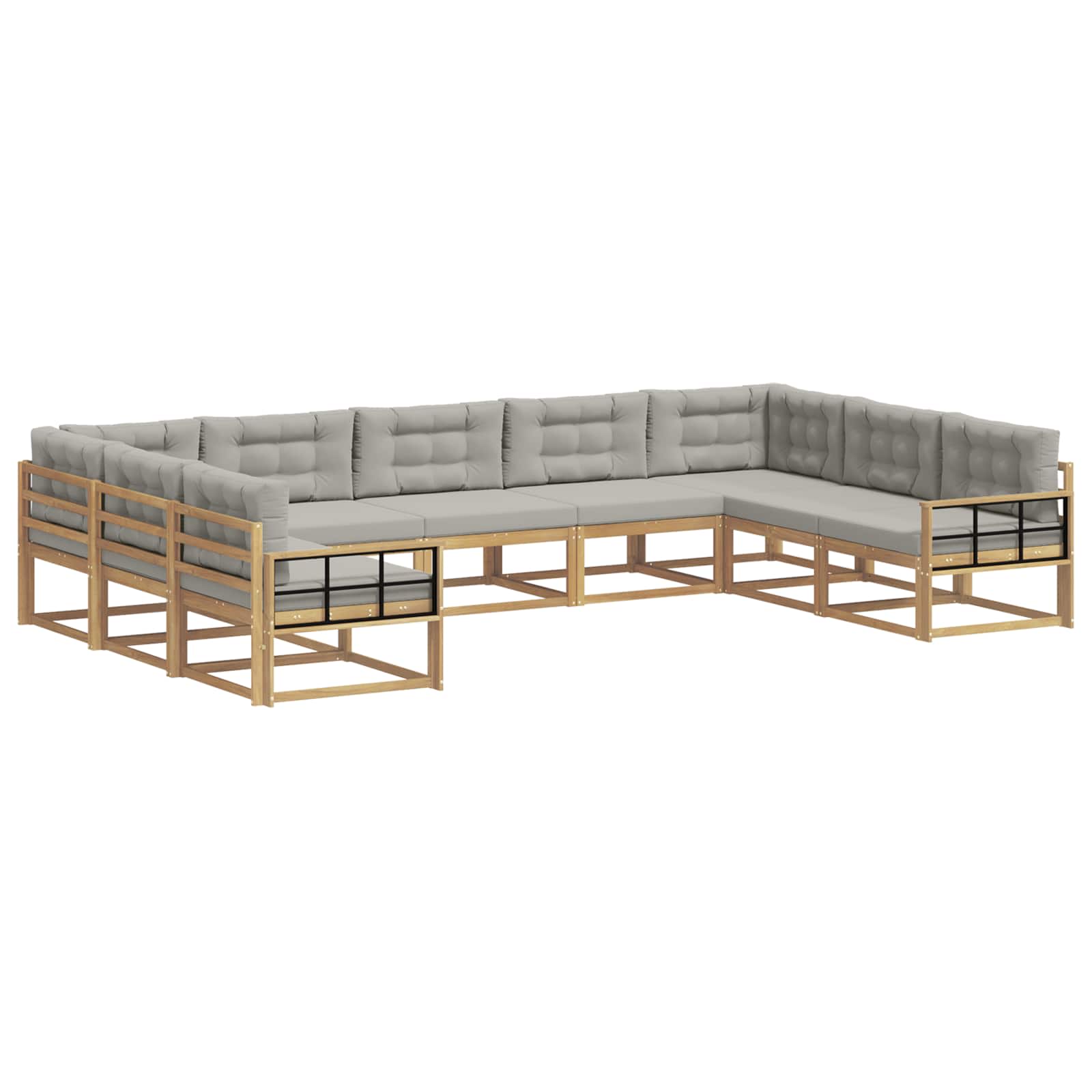 Buiten bankenset met kussen 9 pcs Wit en Lichtgrijs is nu te koop bij PeponiXL, paradijselijk wonen!