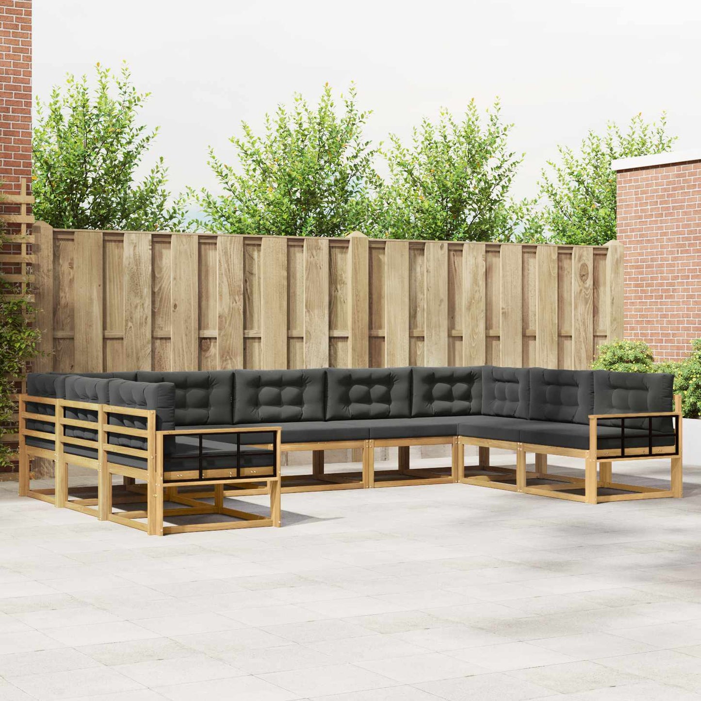 Buiten bankenset met kussen 9 pcs Wit en antracietkleurig is nu te koop bij PeponiXL, paradijselijk wonen!