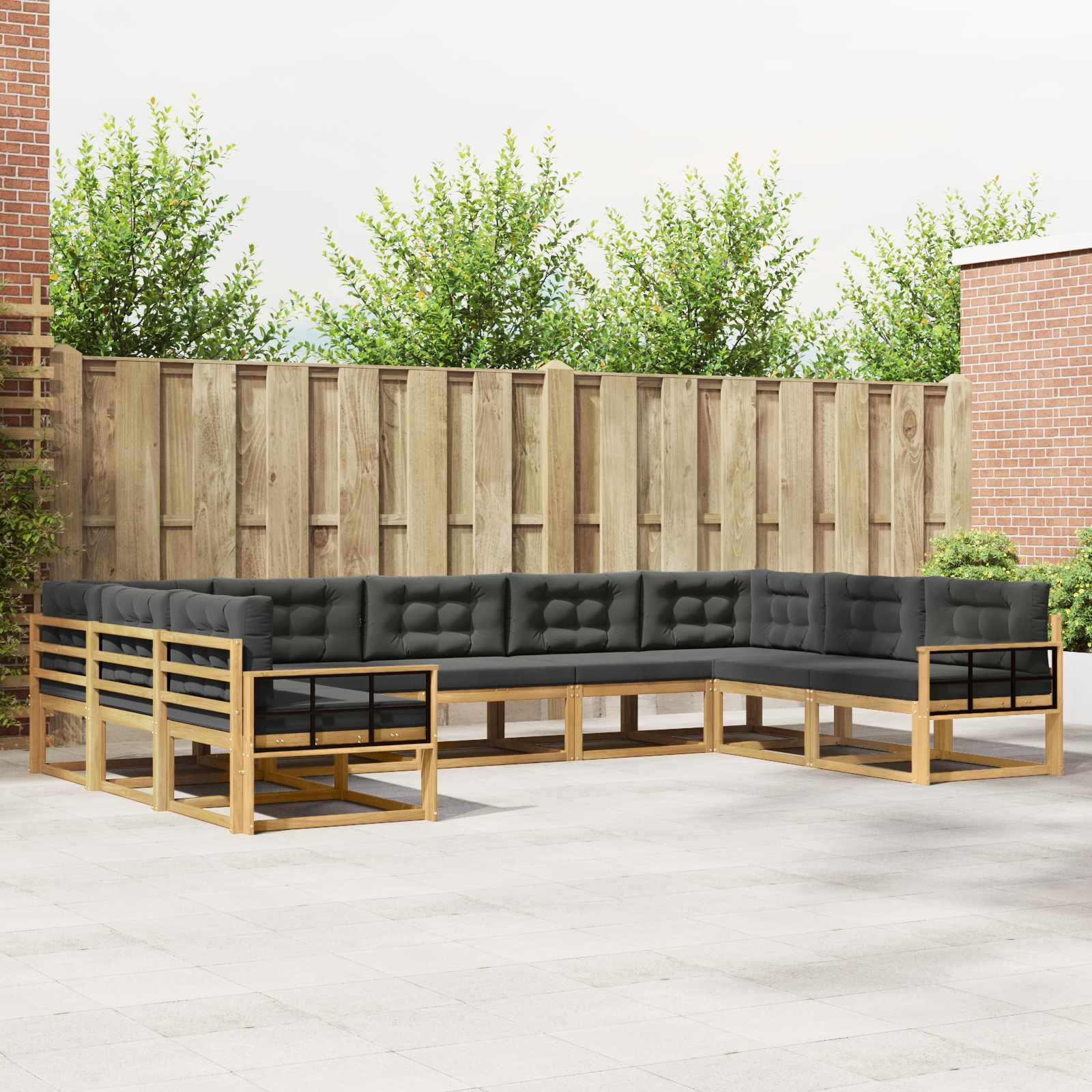 Buiten bankenset met kussen 9 pcs Wit en antracietkleurig is nu te koop bij PeponiXL, paradijselijk wonen!