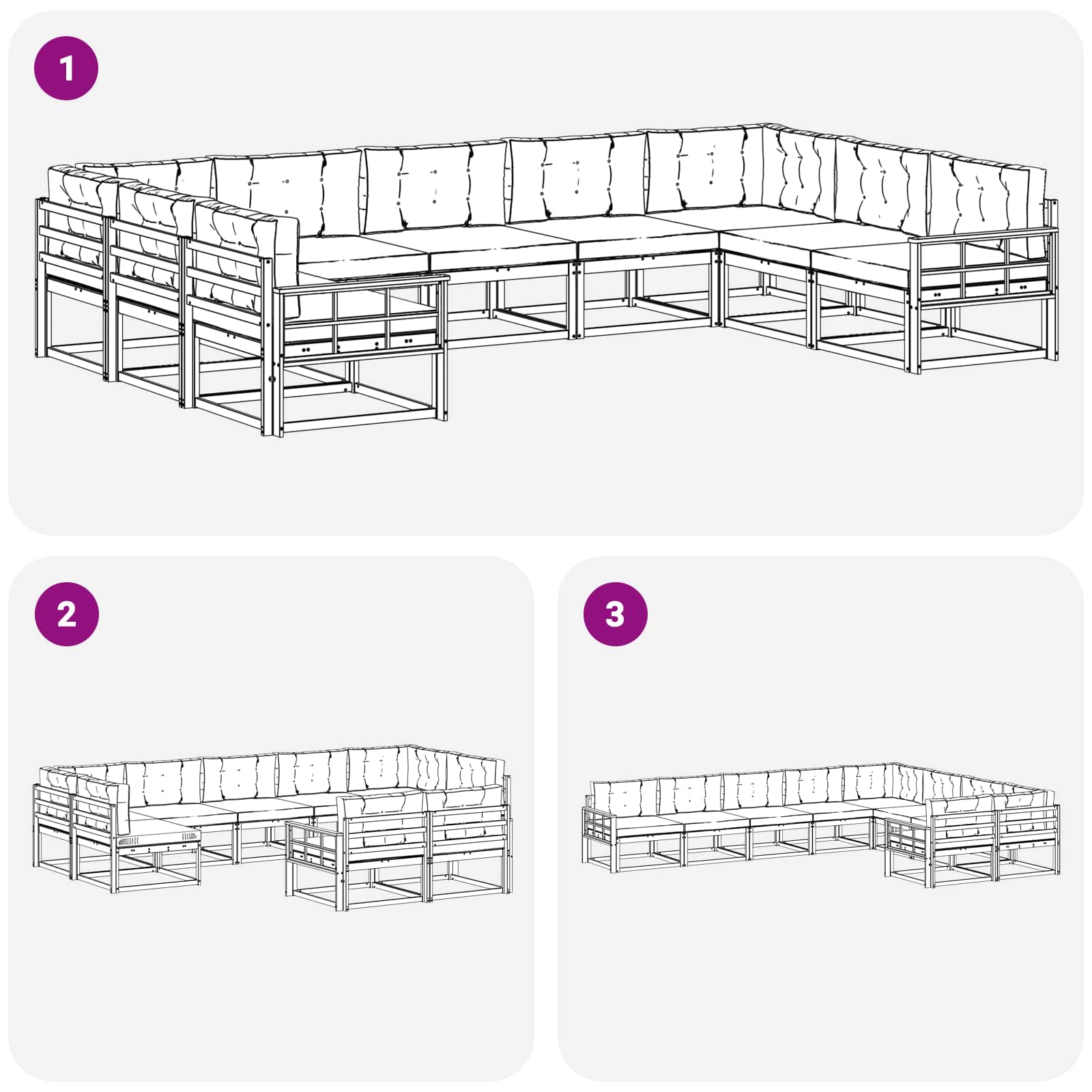 Buiten bankenset met kussen 9 pcs Wit en antracietkleurig is nu te koop bij PeponiXL, paradijselijk wonen!