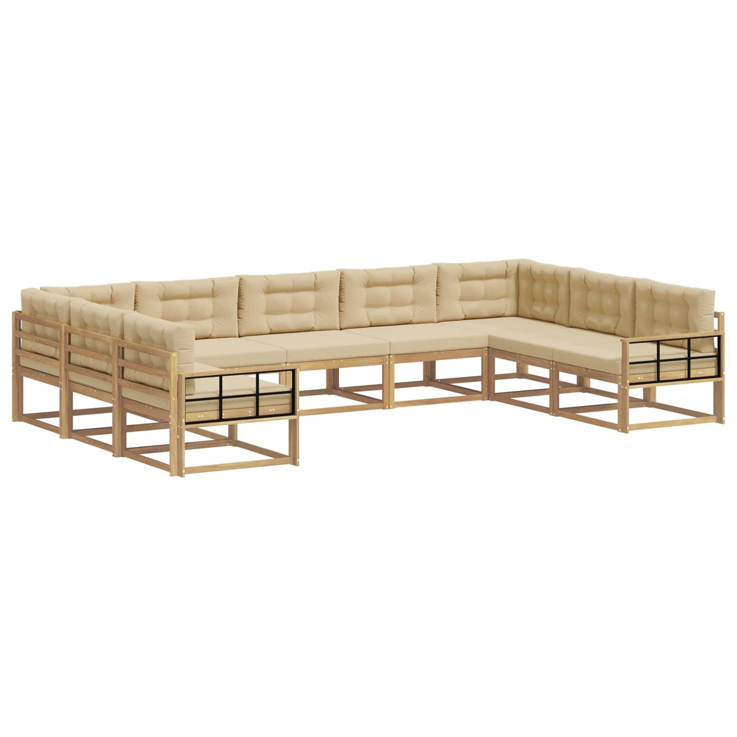 Buiten bankenset met kussen 9 pcs Wit en Beige is nu te koop bij PeponiXL, paradijselijk wonen!