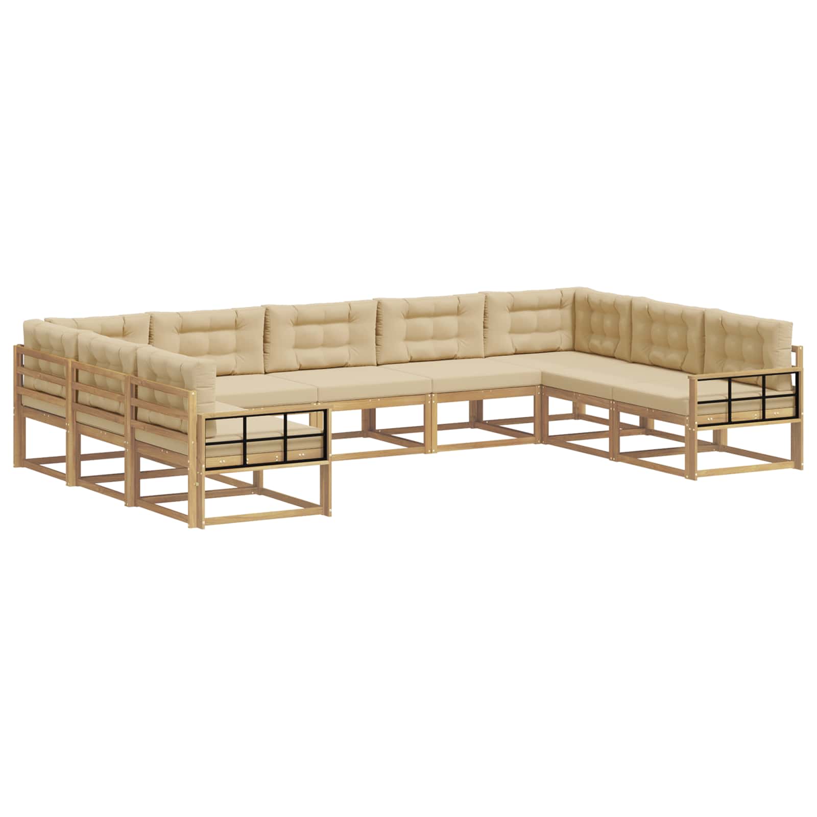 Buiten bankenset met kussen 9 pcs Wit en Beige is nu te koop bij PeponiXL, paradijselijk wonen!