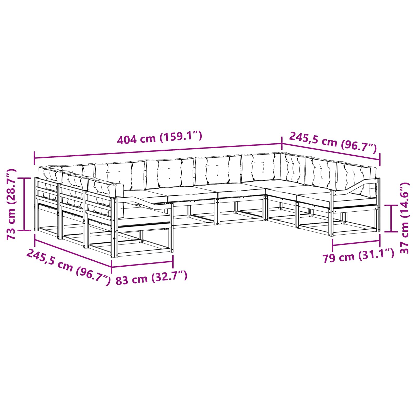 Buiten bankenset 7 pcs Massief Acaciahout is nu te koop bij PeponiXL, paradijselijk wonen!