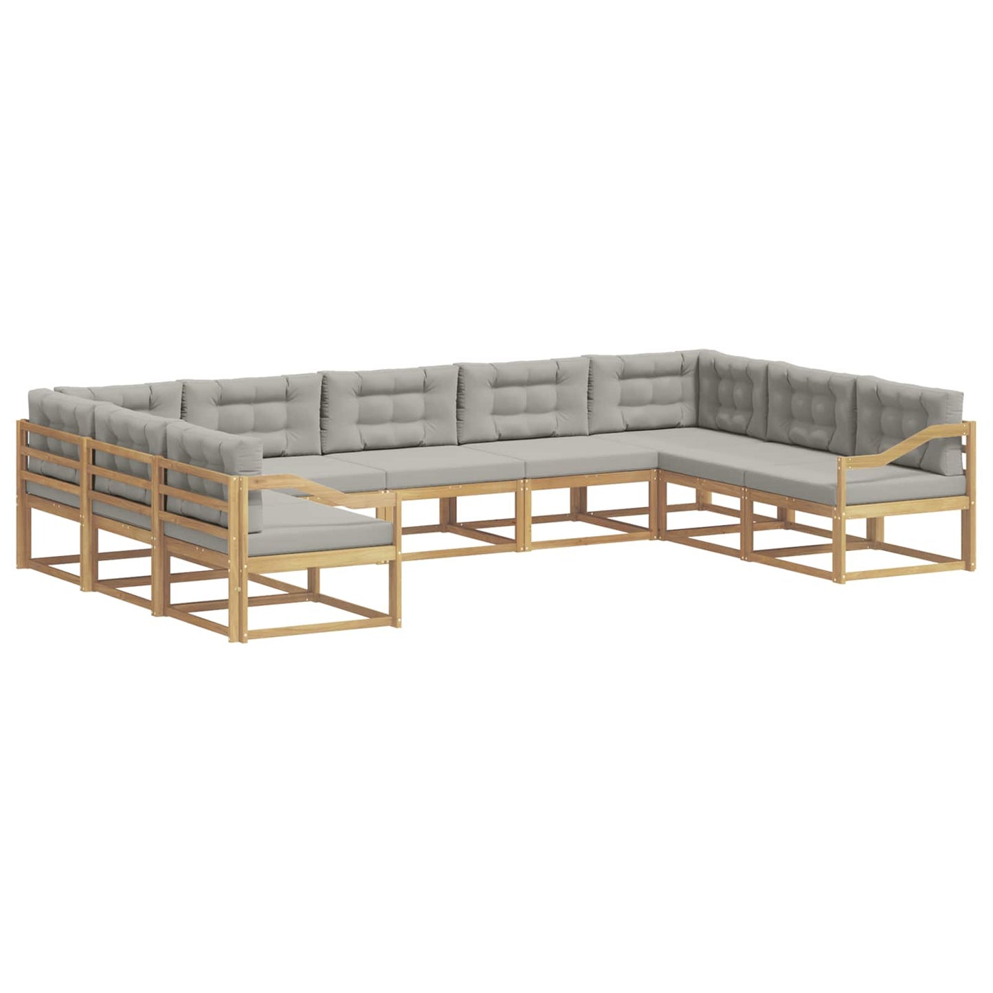 Buiten bankenset met kussen 9 pcs Wit en Lichtgrijs is nu te koop bij PeponiXL, paradijselijk wonen!