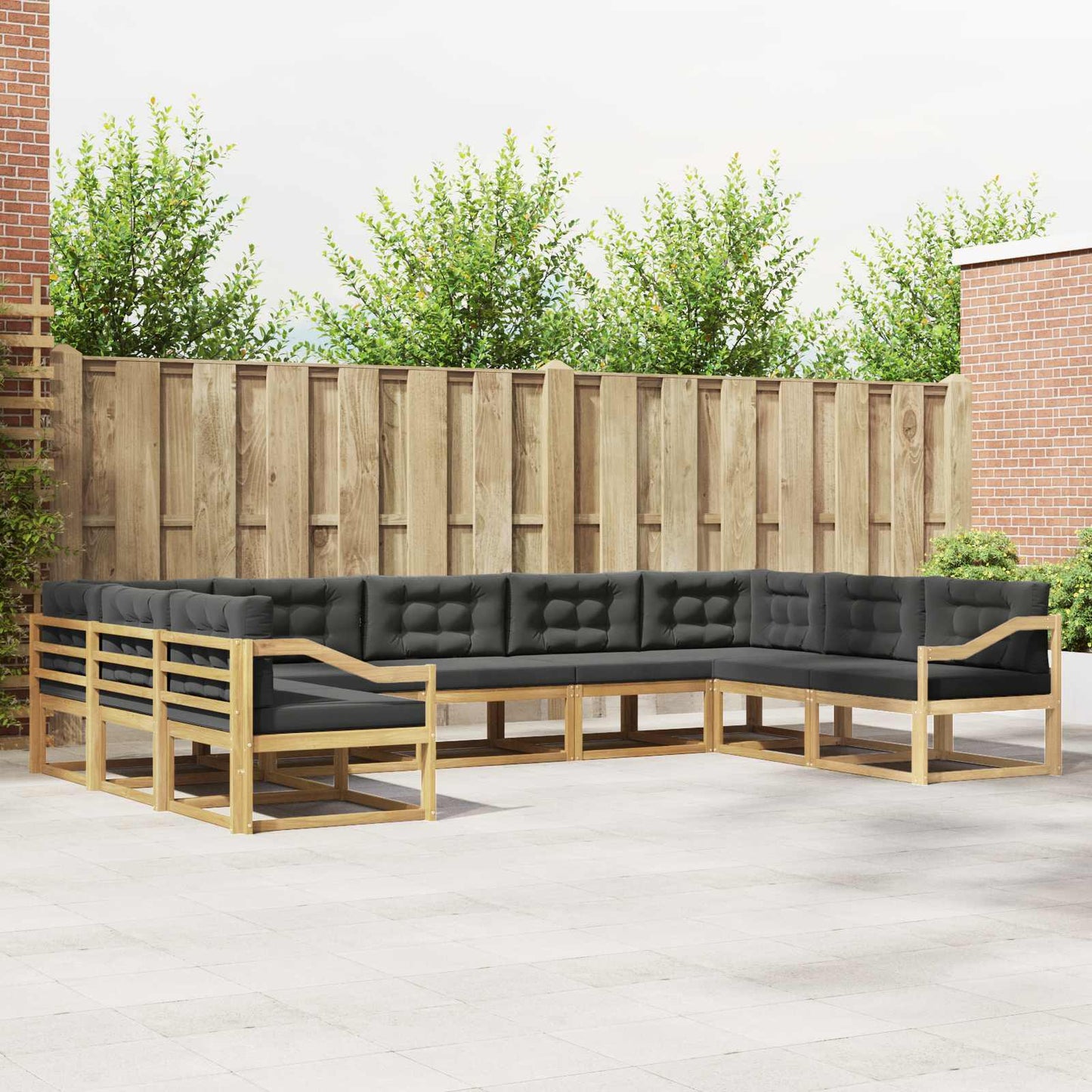 Buiten bankenset met kussen 9 pcs Wit en antracietkleurig is nu te koop bij PeponiXL, paradijselijk wonen!