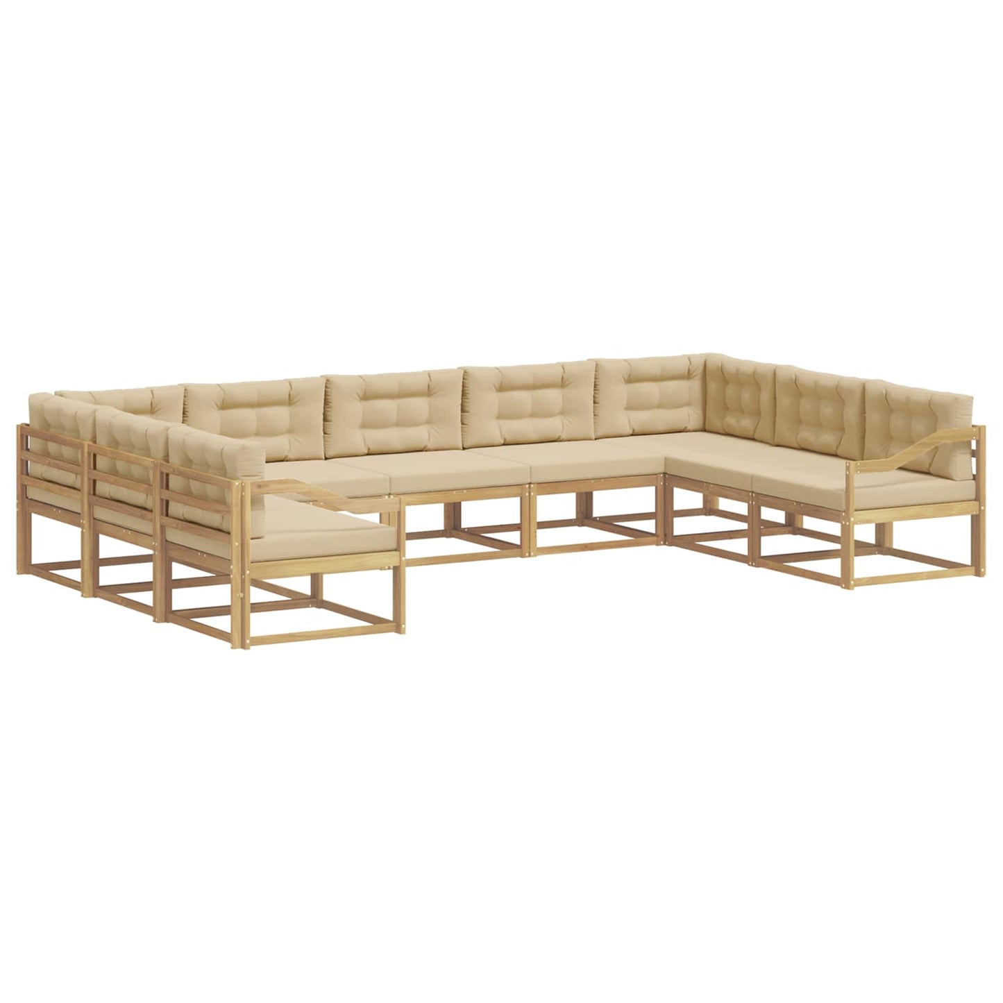Buiten bankenset met kussen 9 pcs Wit en Beige is nu te koop bij PeponiXL, paradijselijk wonen!