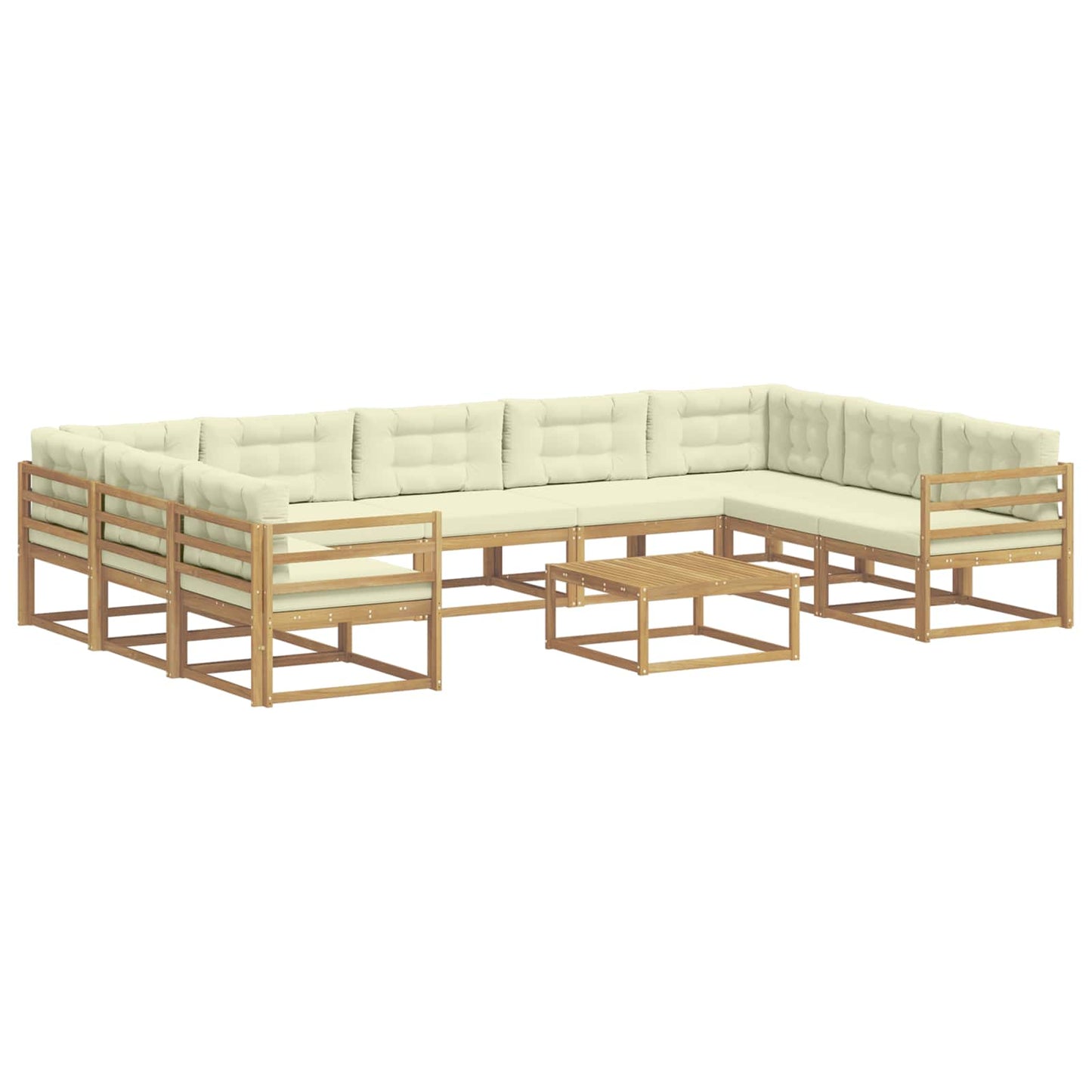 Buiten bankenset met kussen 10 pcs Wit en crèmekleurig is nu te koop bij PeponiXL, paradijselijk wonen!