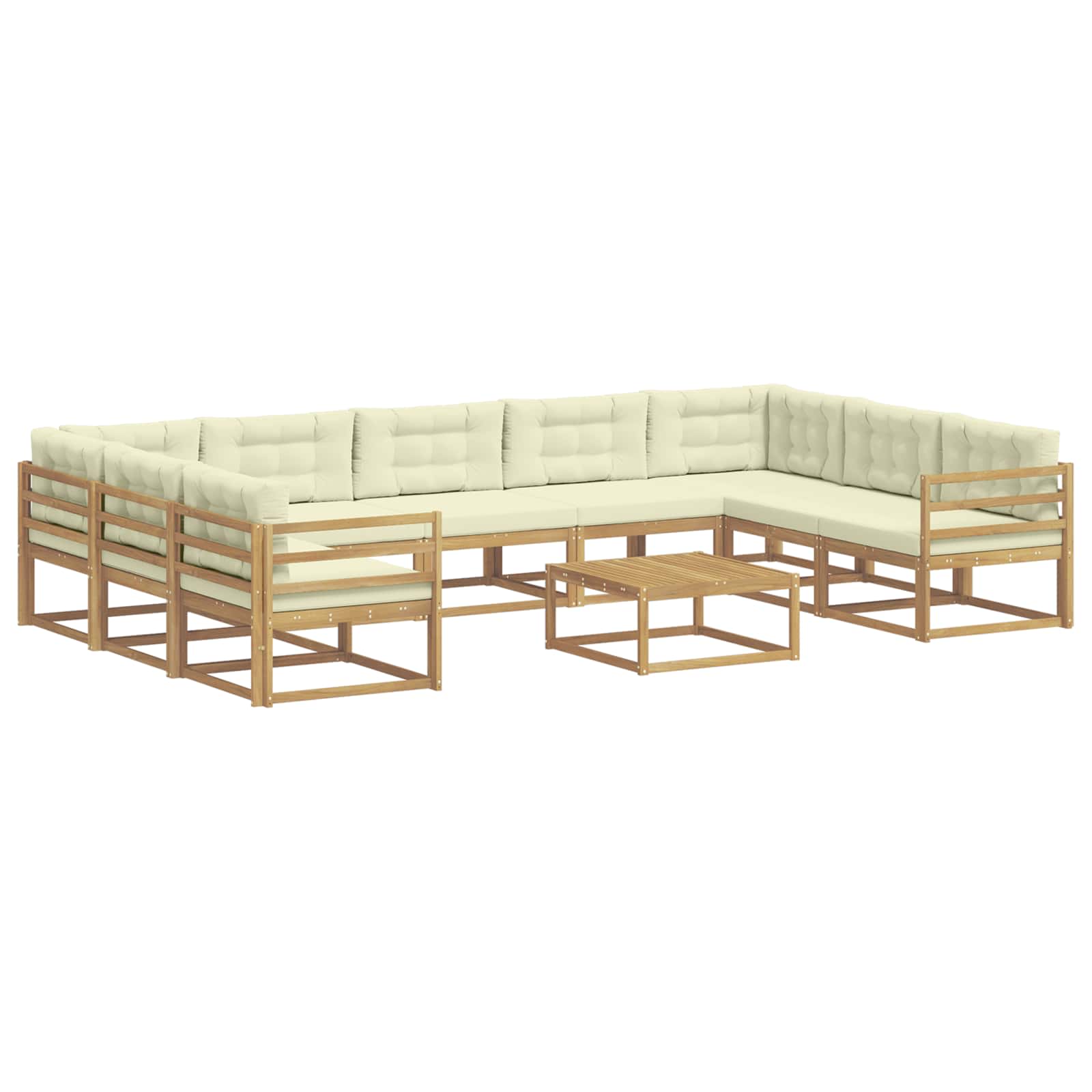 Buiten bankenset met kussen 10 pcs Wit en crèmekleurig is nu te koop bij PeponiXL, paradijselijk wonen!