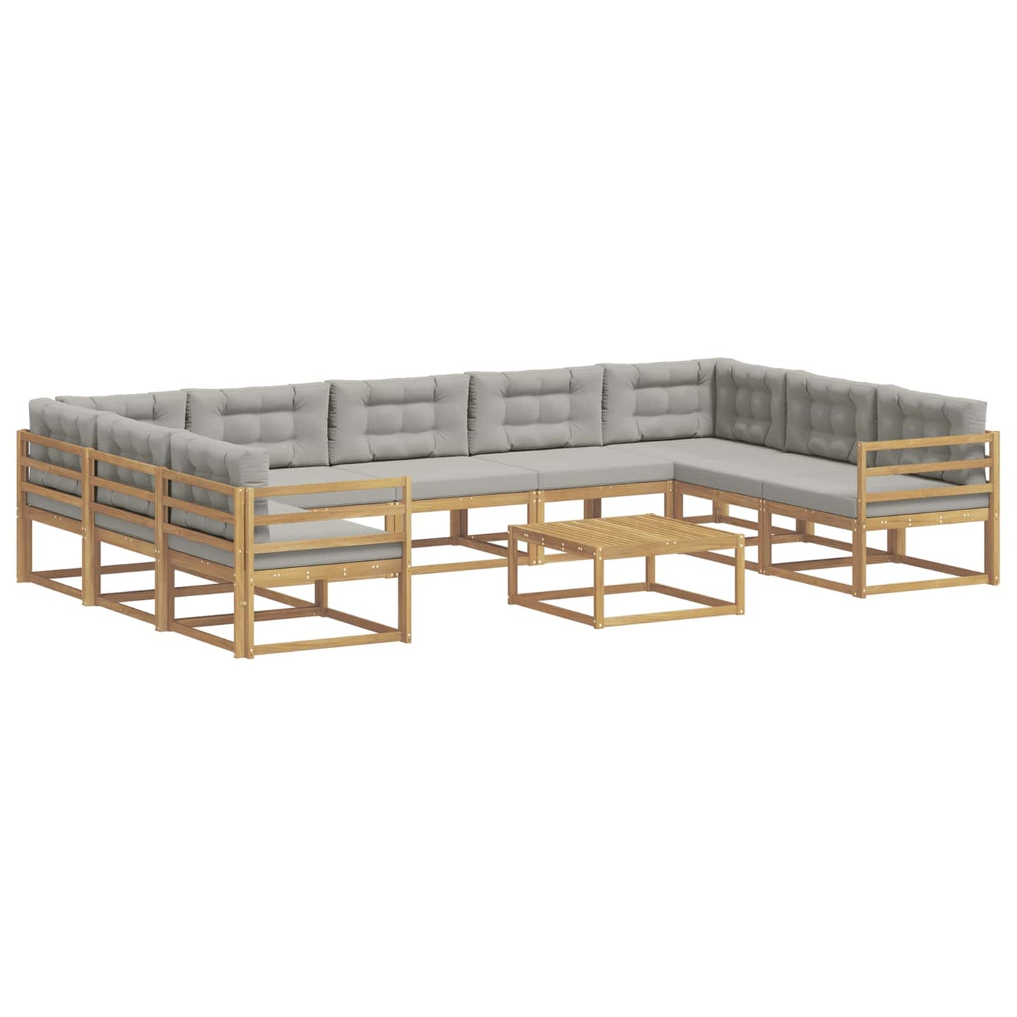 Buiten bankenset met kussen 10 pcs Wit en Lichtgrijs is nu te koop bij PeponiXL, paradijselijk wonen!