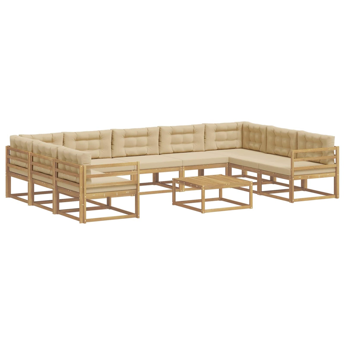 Buiten bankenset met kussen 10 pcs Wit en Beige is nu te koop bij PeponiXL, paradijselijk wonen!