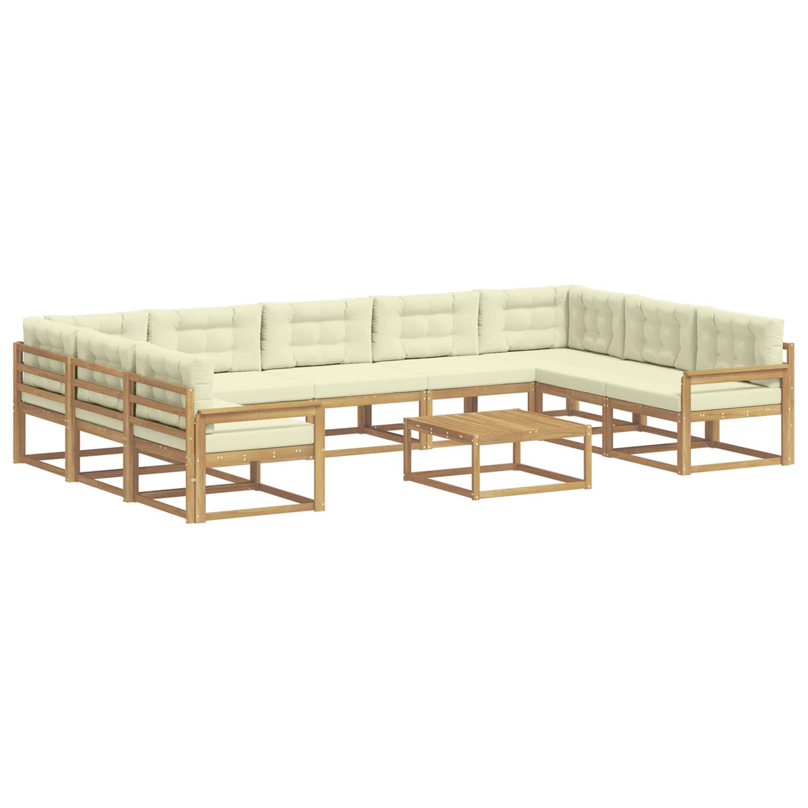 Buiten bankenset met kussen 10 pcs Wit en crèmekleurig is nu te koop bij PeponiXL, paradijselijk wonen!