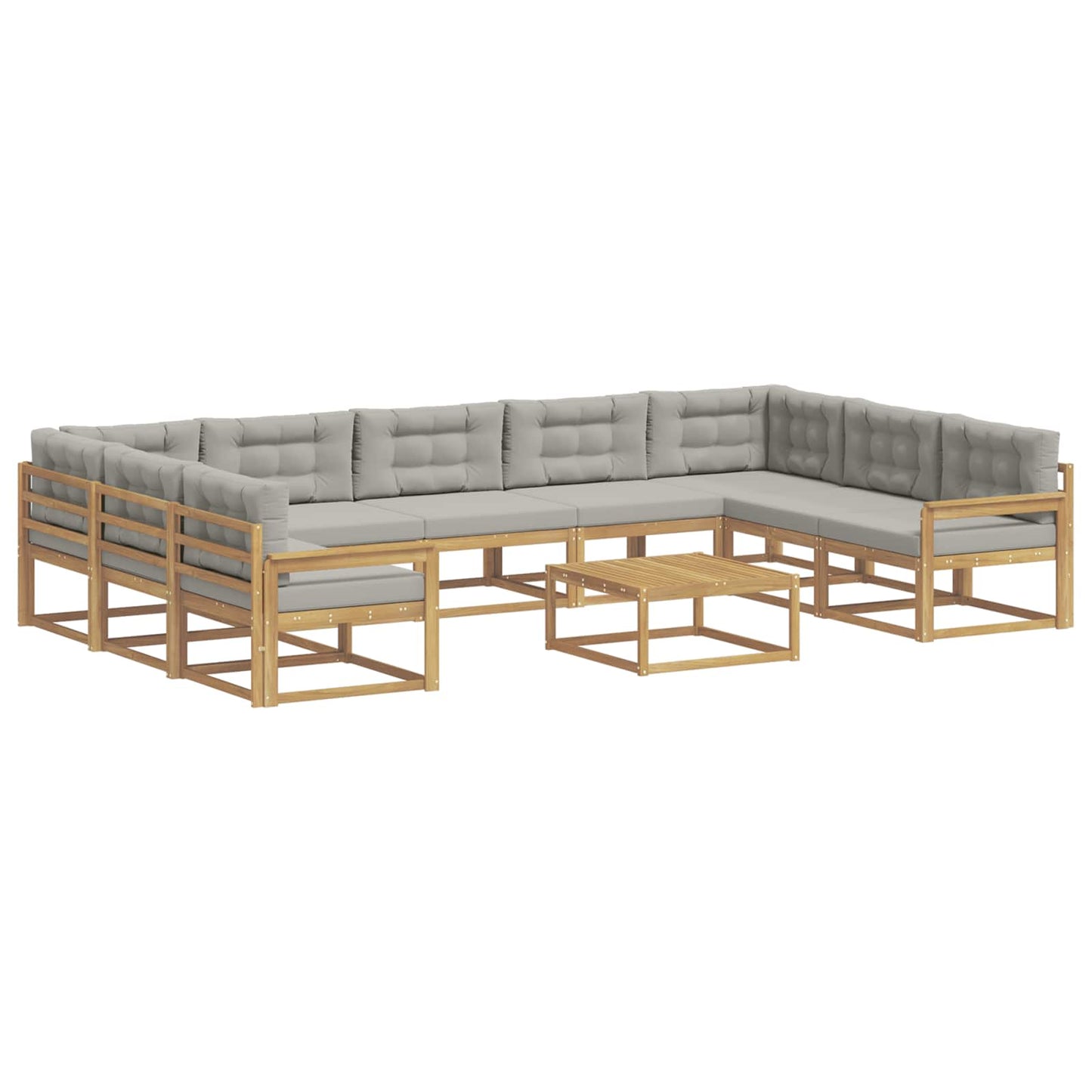 Buiten bankenset met kussen 10 pcs Wit en Lichtgrijs is nu te koop bij PeponiXL, paradijselijk wonen!