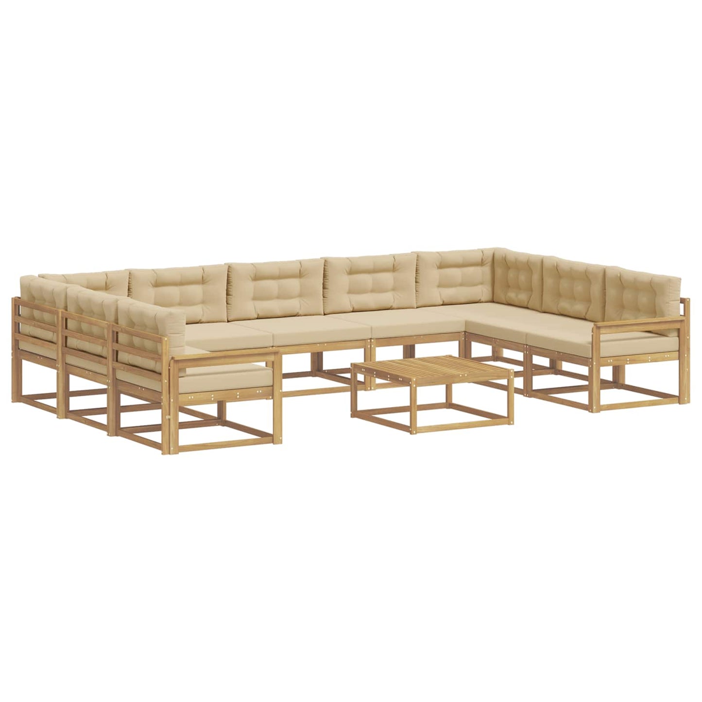 Buiten bankenset met kussen 10 pcs Wit en Beige is nu te koop bij PeponiXL, paradijselijk wonen!