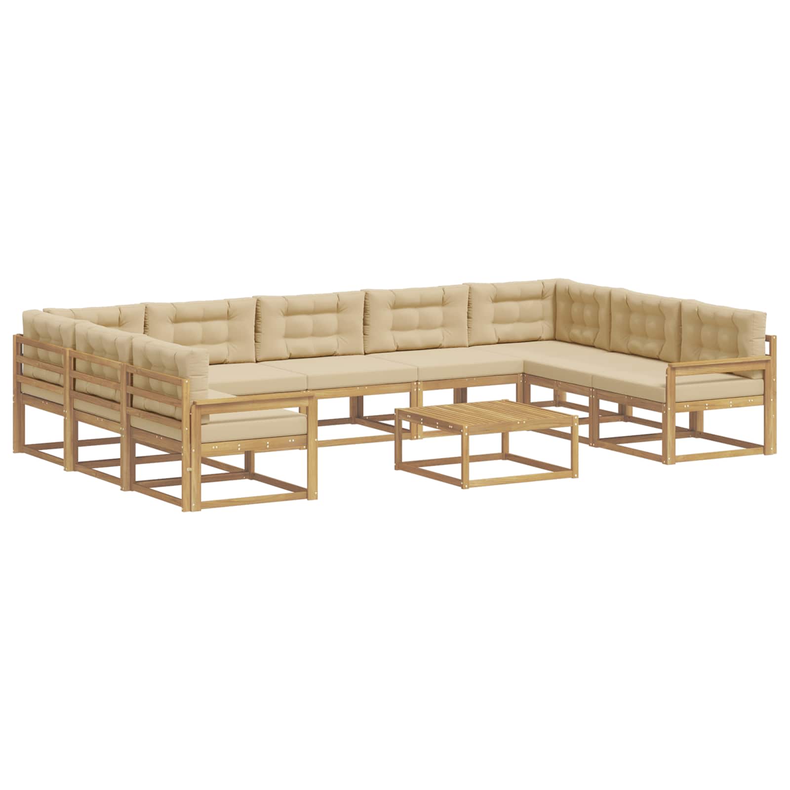 Buiten bankenset met kussen 10 pcs Wit en Beige is nu te koop bij PeponiXL, paradijselijk wonen!
