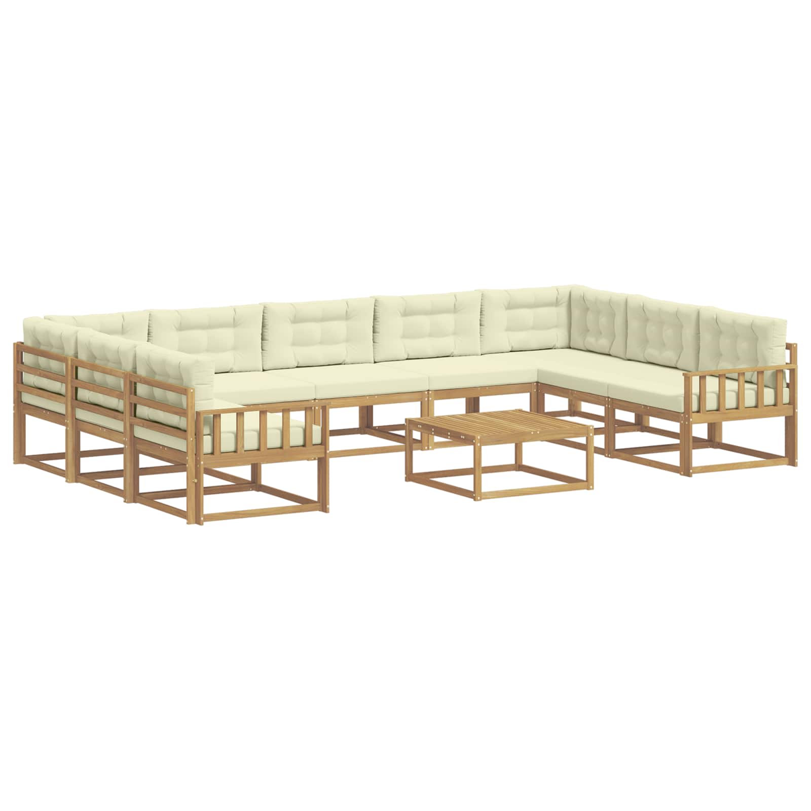 Buiten bankenset met kussen 10 pcs Wit en crèmekleurig is nu te koop bij PeponiXL, paradijselijk wonen!