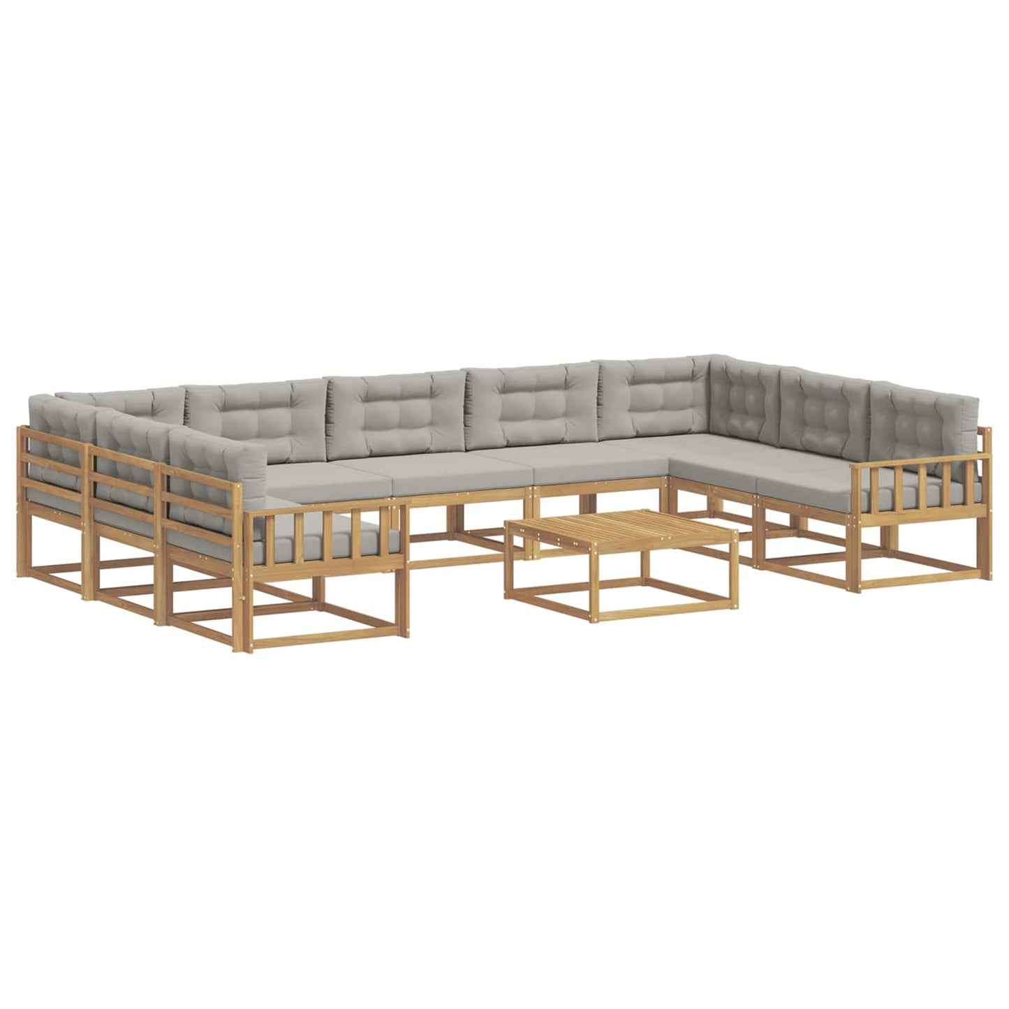 Buiten bankenset met kussen 10 pcs Wit en Lichtgrijs is nu te koop bij PeponiXL, paradijselijk wonen!