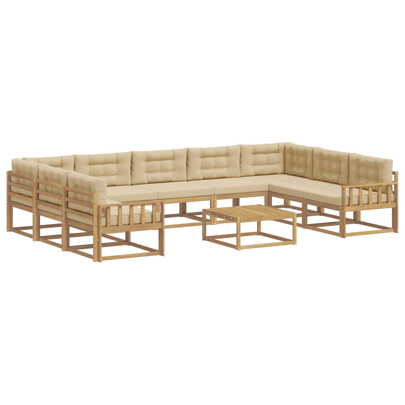 Buiten bankenset met kussen 10 pcs Wit en Beige is nu te koop bij PeponiXL, paradijselijk wonen!