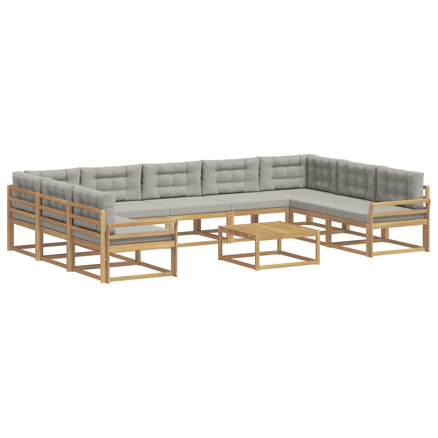 Buiten bankenset met kussen 10 pcs Wit en Lichtgrijs is nu te koop bij PeponiXL, paradijselijk wonen!