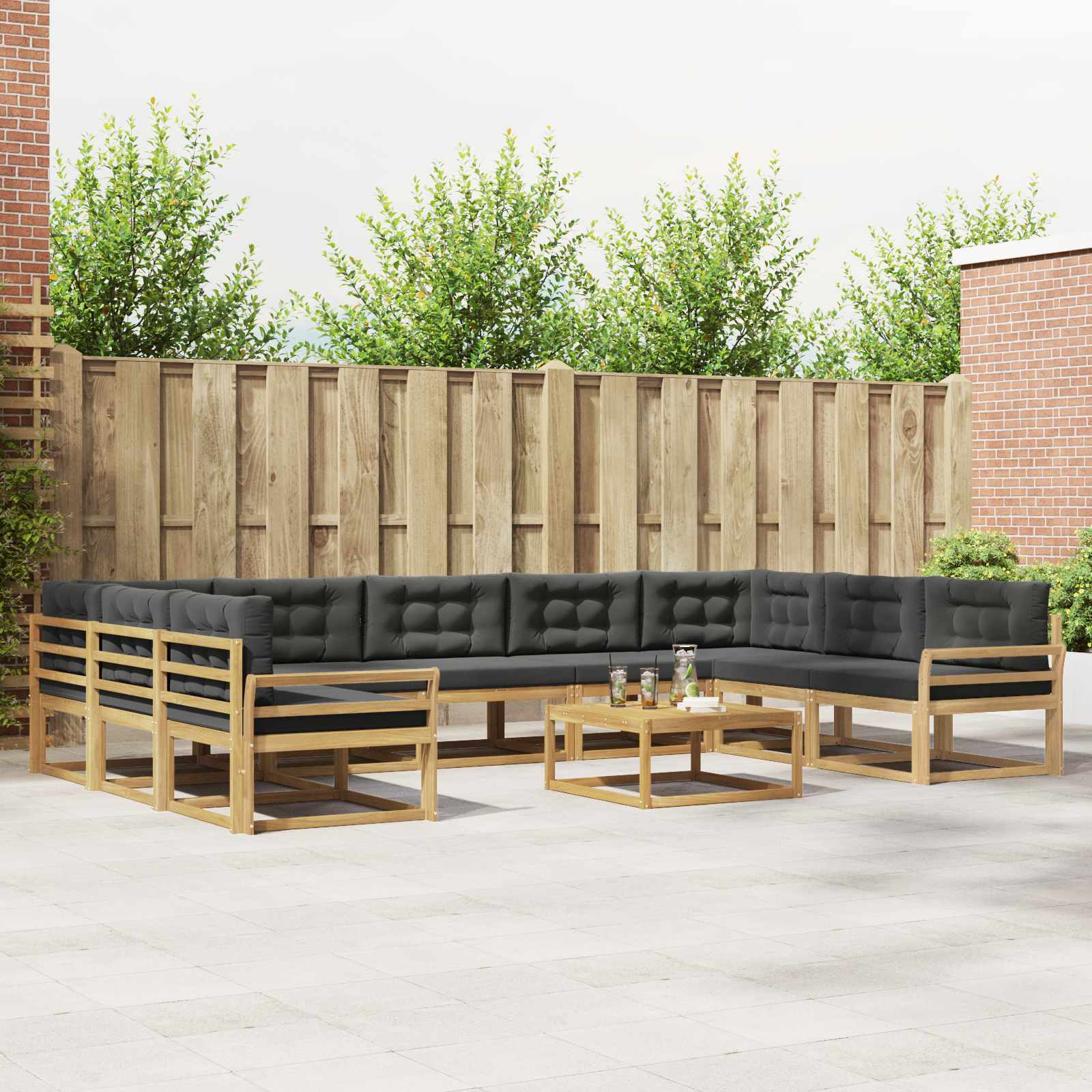 Buiten bankenset met kussen 10 pcs Wit en antracietkleurig is nu te koop bij PeponiXL, paradijselijk wonen!