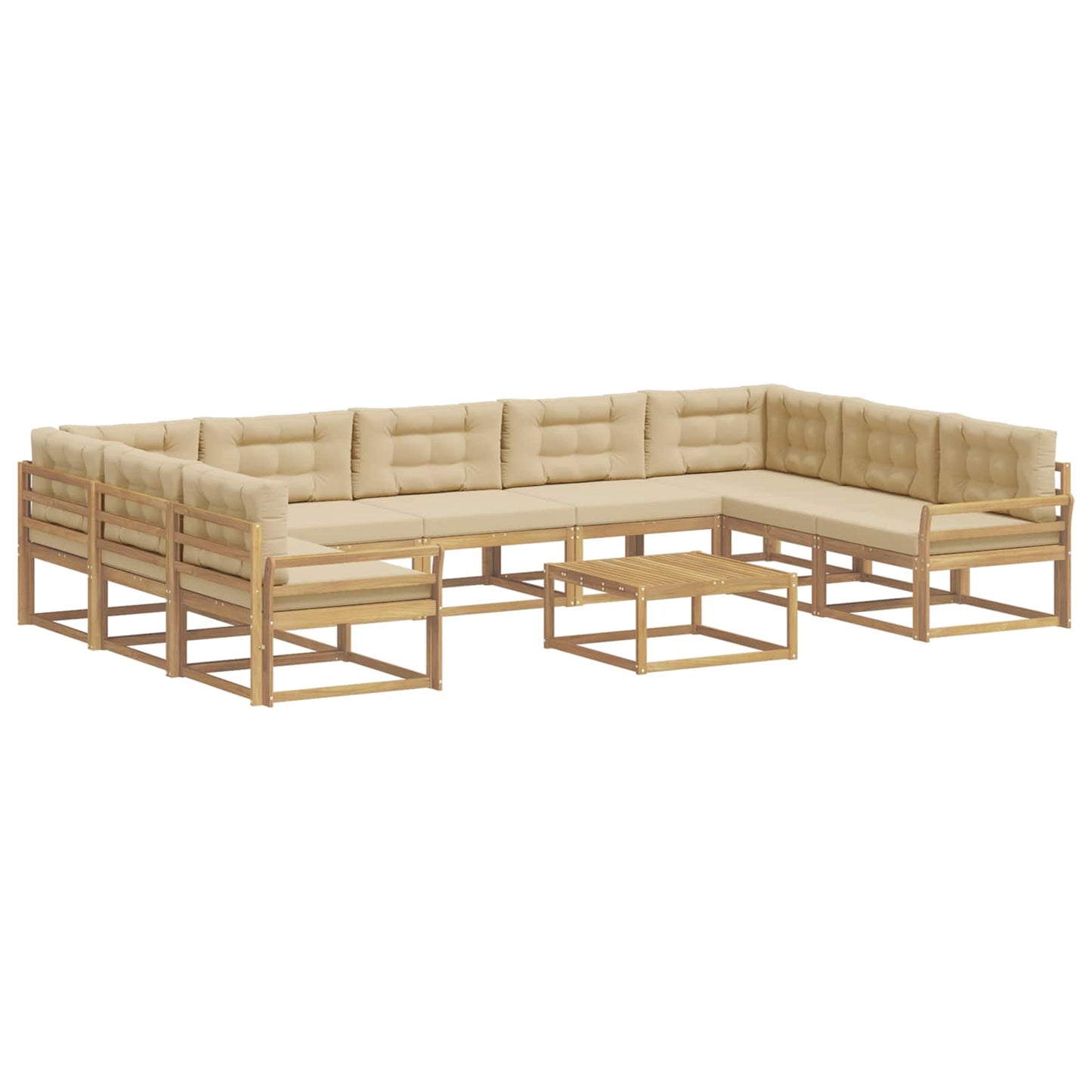 Buiten bankenset met kussen 10 pcs Wit en Beige is nu te koop bij PeponiXL, paradijselijk wonen!