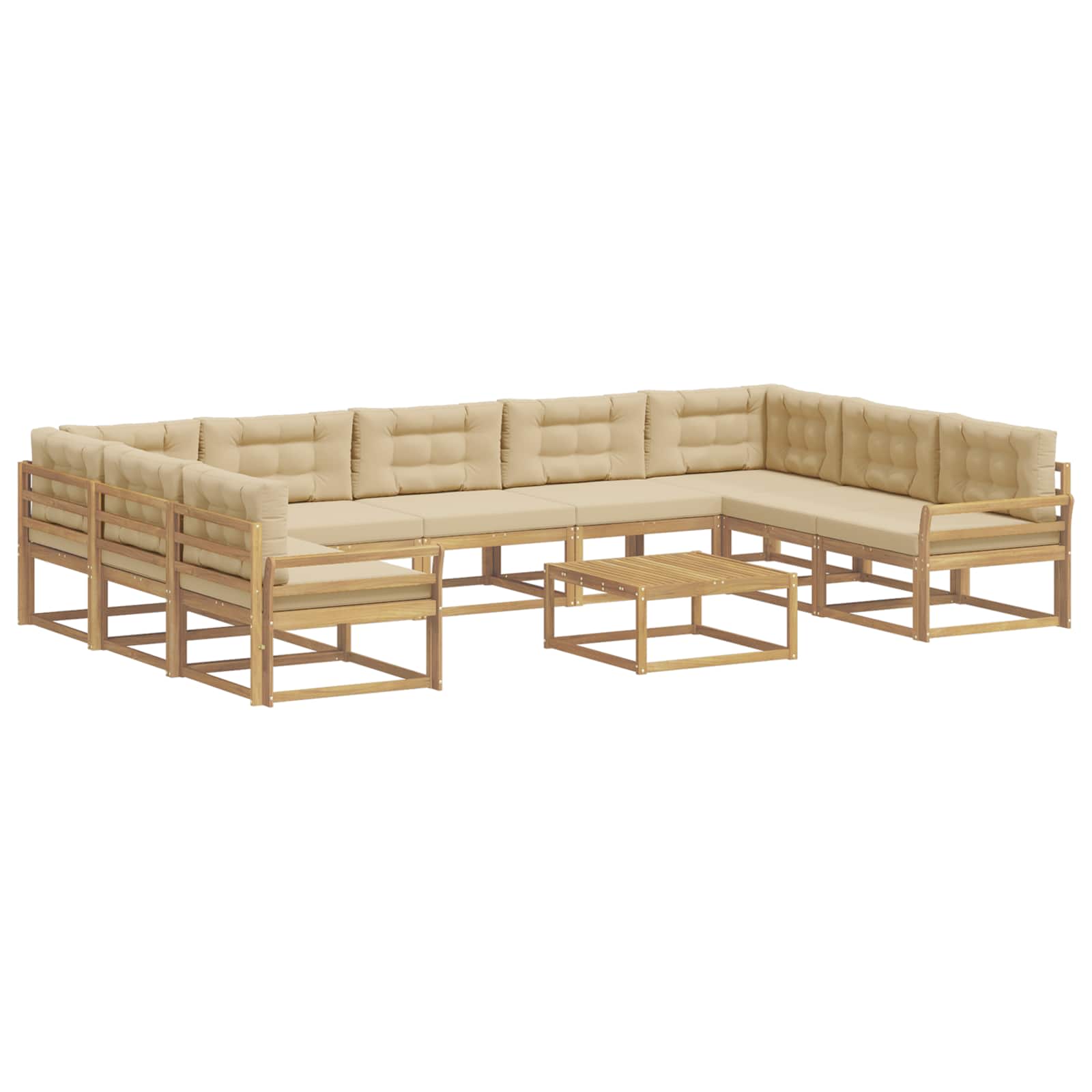 Buiten bankenset met kussen 10 pcs Wit en Beige is nu te koop bij PeponiXL, paradijselijk wonen!