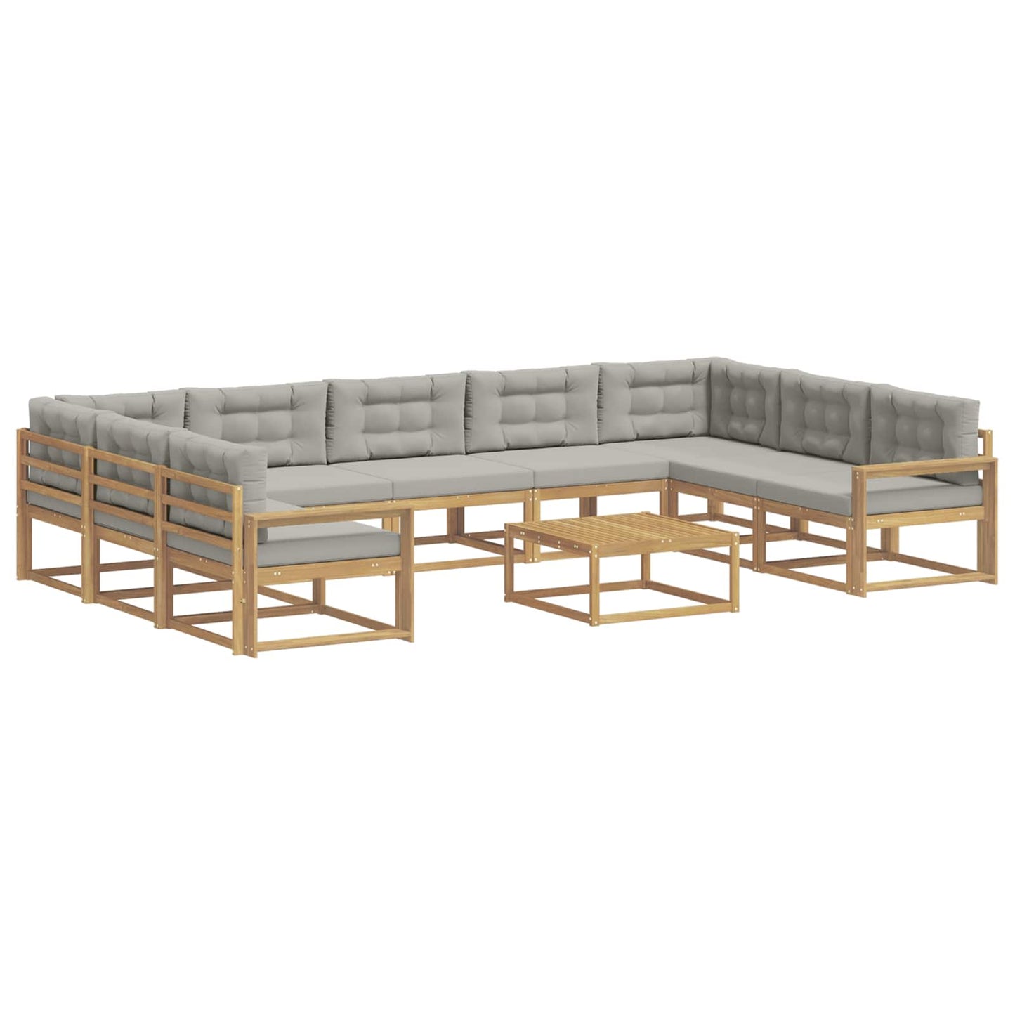 Buiten bankenset met kussen 10 pcs Wit en Lichtgrijs is nu te koop bij PeponiXL, paradijselijk wonen!