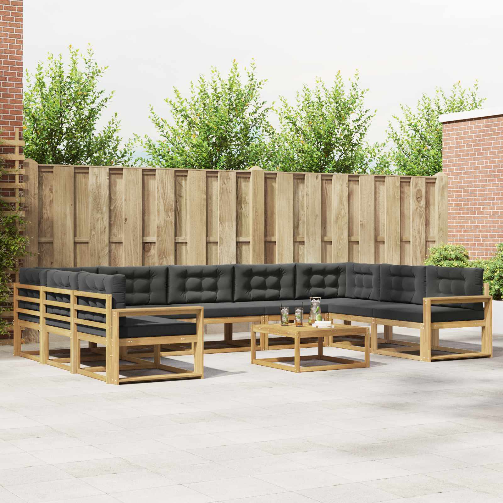 Buiten bankenset met kussen 10 pcs Wit en antracietkleurig is nu te koop bij PeponiXL, paradijselijk wonen!