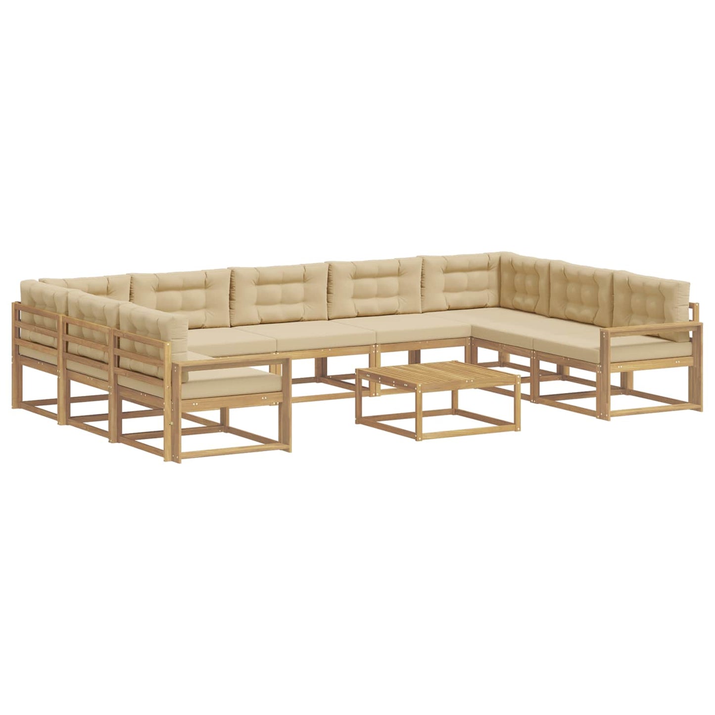 Buiten bankenset met kussen 10 pcs Wit en Beige is nu te koop bij PeponiXL, paradijselijk wonen!