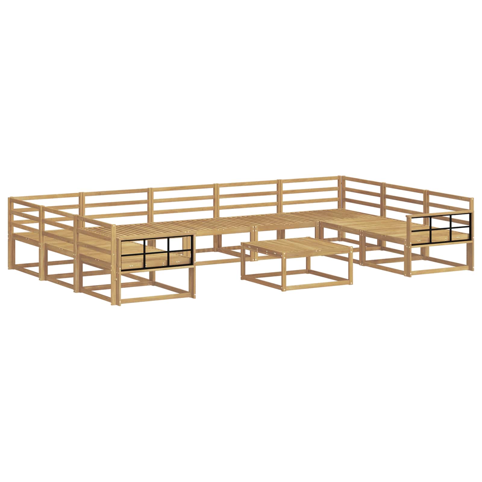 Buiten bankenset 10 pcs Wit Massief Acaciahout is nu te koop bij PeponiXL, paradijselijk wonen!