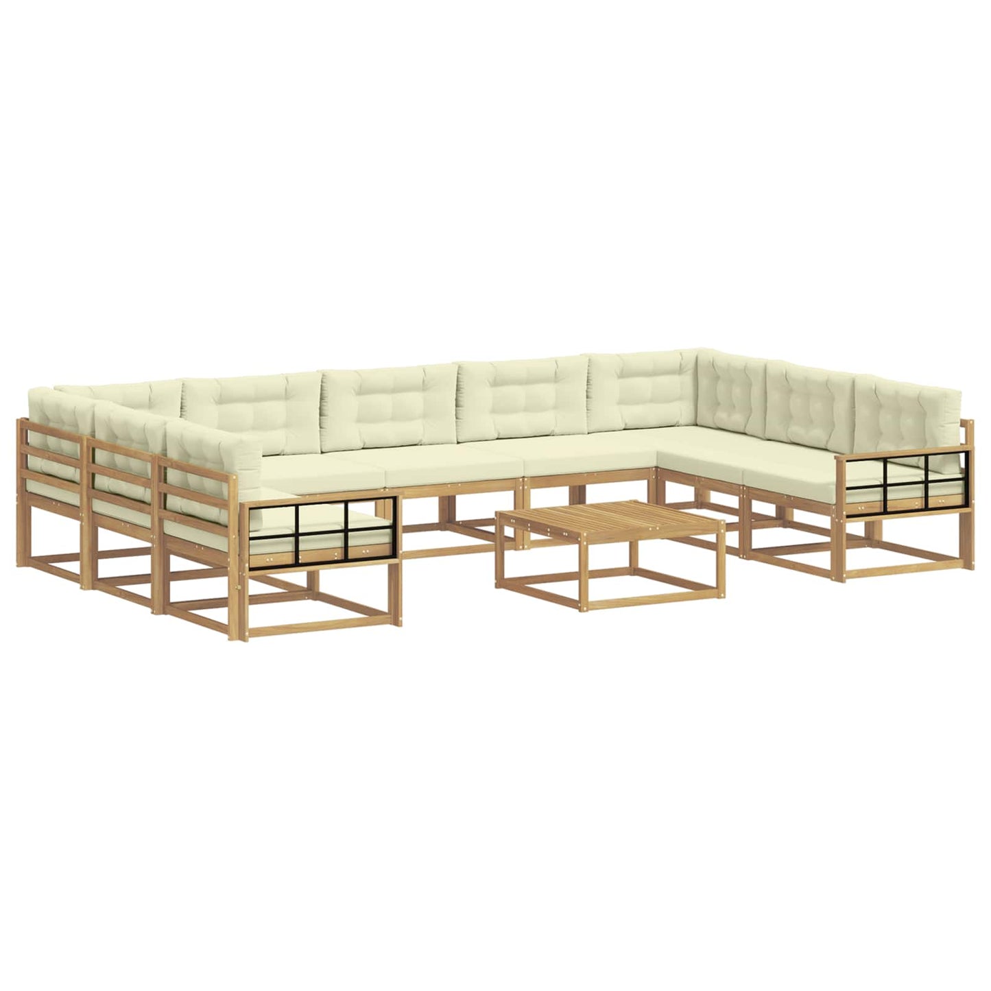 Buiten bankenset met kussen 10 pcs Wit en crèmekleurig is nu te koop bij PeponiXL, paradijselijk wonen!
