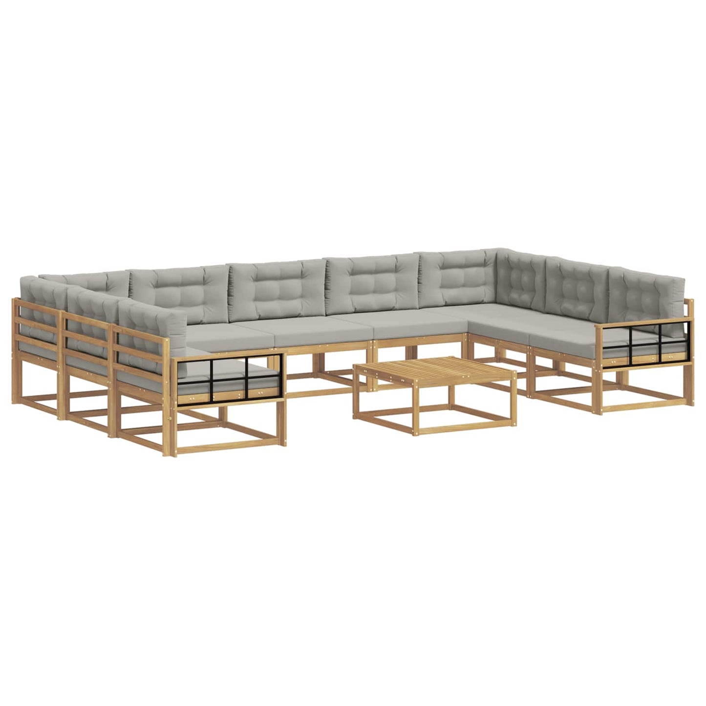 Buiten bankenset met kussen 10 pcs Wit en Lichtgrijs is nu te koop bij PeponiXL, paradijselijk wonen!