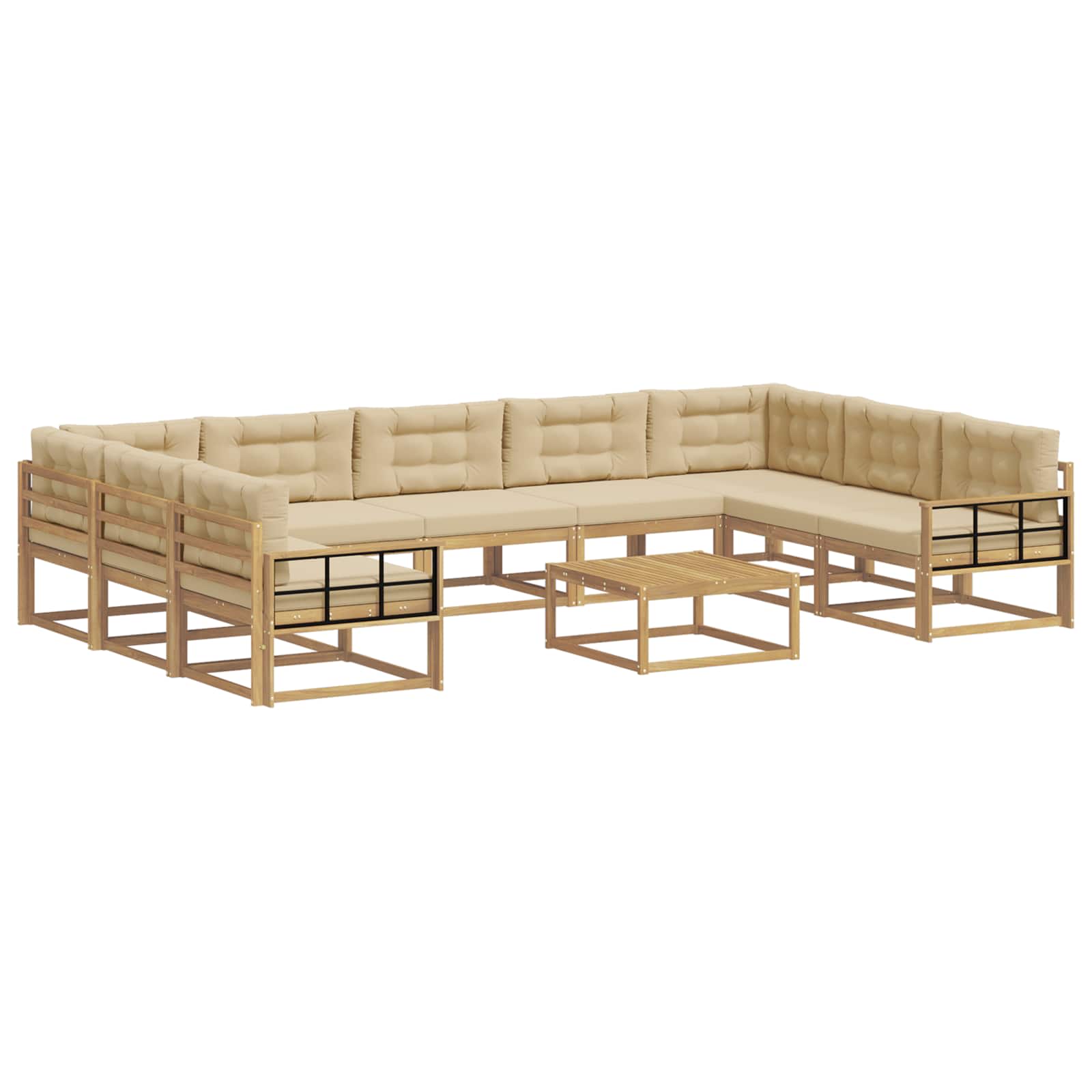 Buiten bankenset met kussen 10 pcs Wit en Beige is nu te koop bij PeponiXL, paradijselijk wonen!