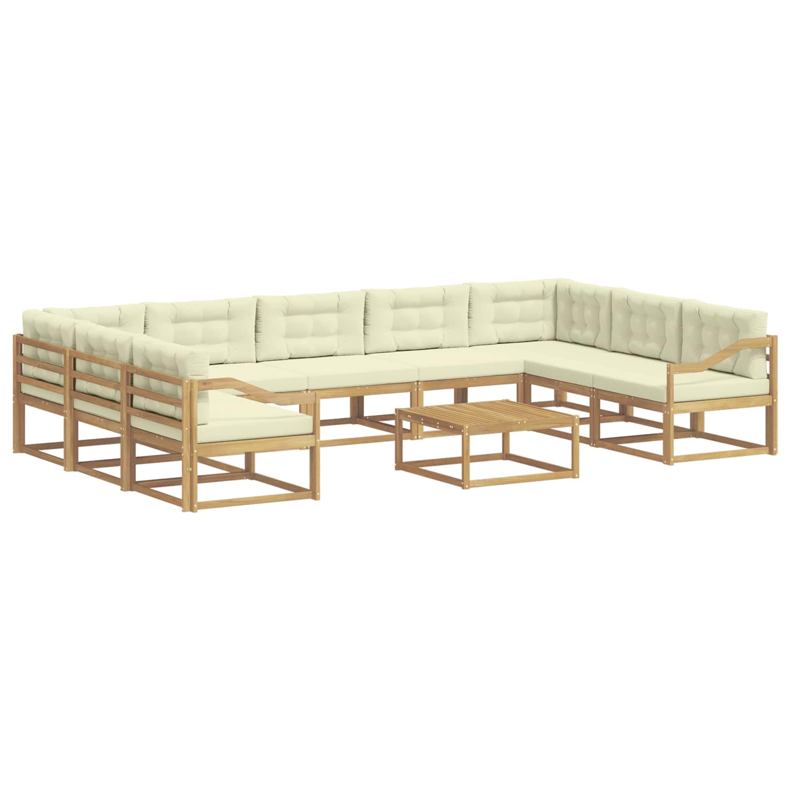 Buiten bankenset met kussen 10 pcs Wit en crèmekleurig is nu te koop bij PeponiXL, paradijselijk wonen!