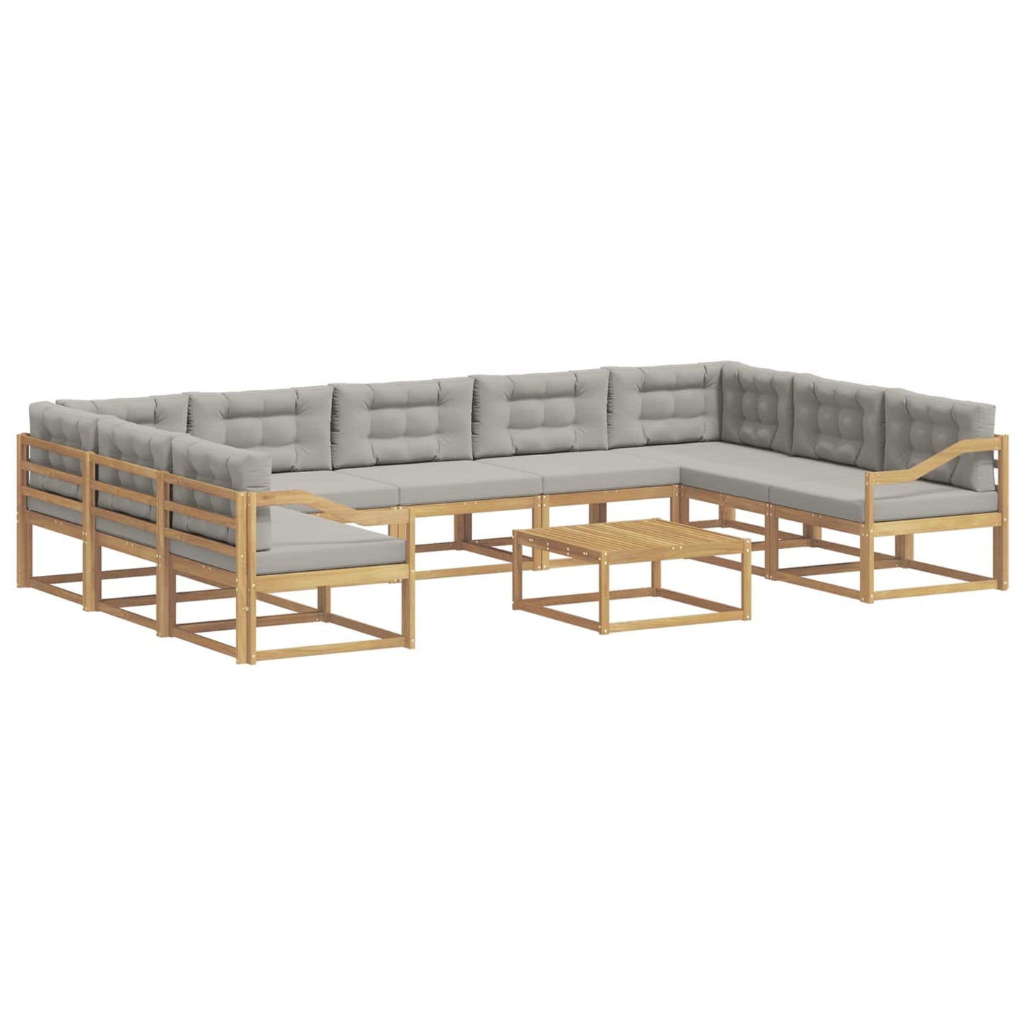 Buiten bankenset met kussen 10 pcs Wit en Lichtgrijs is nu te koop bij PeponiXL, paradijselijk wonen!