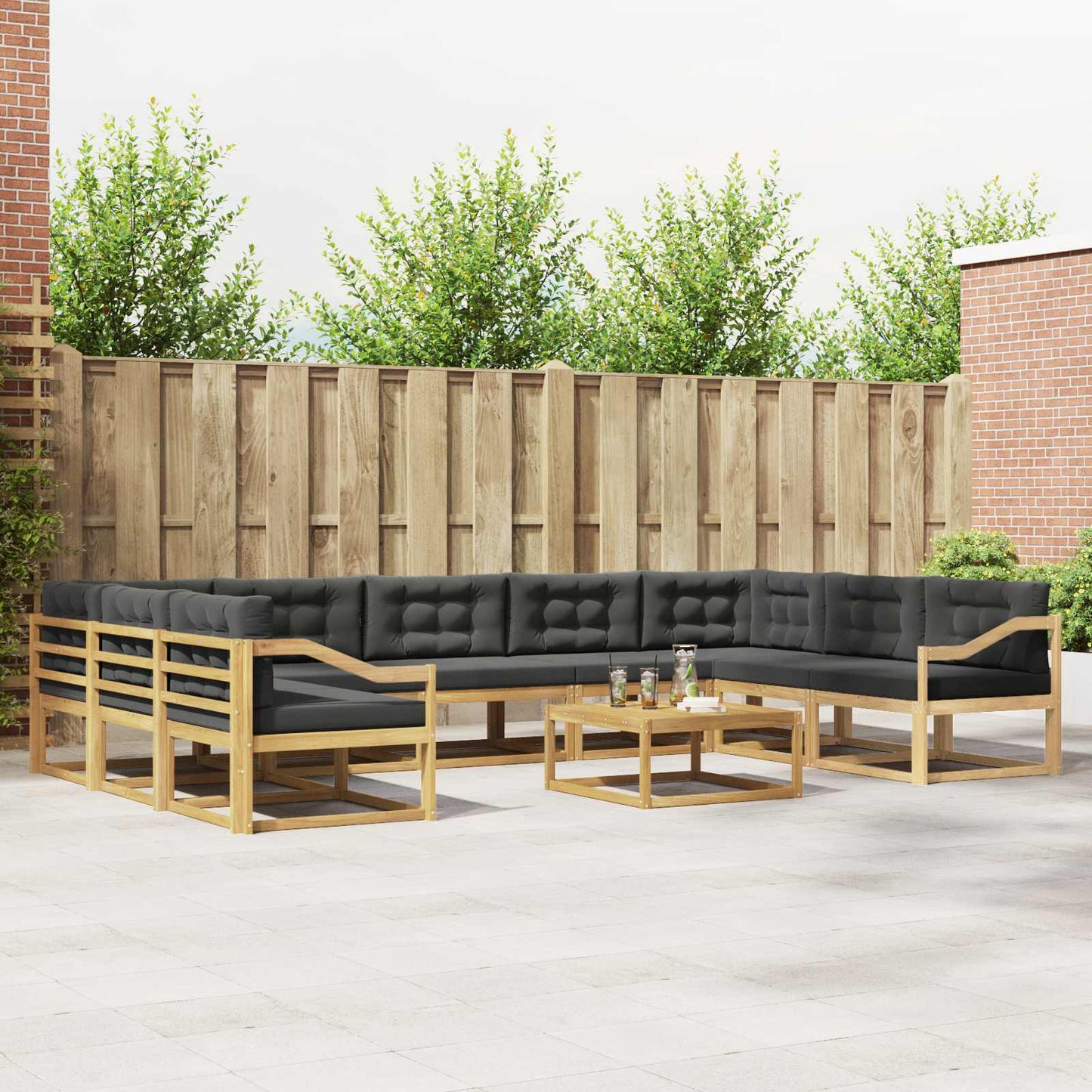 Buiten bankenset met kussen 10 pcs Wit en antracietkleurig is nu te koop bij PeponiXL, paradijselijk wonen!