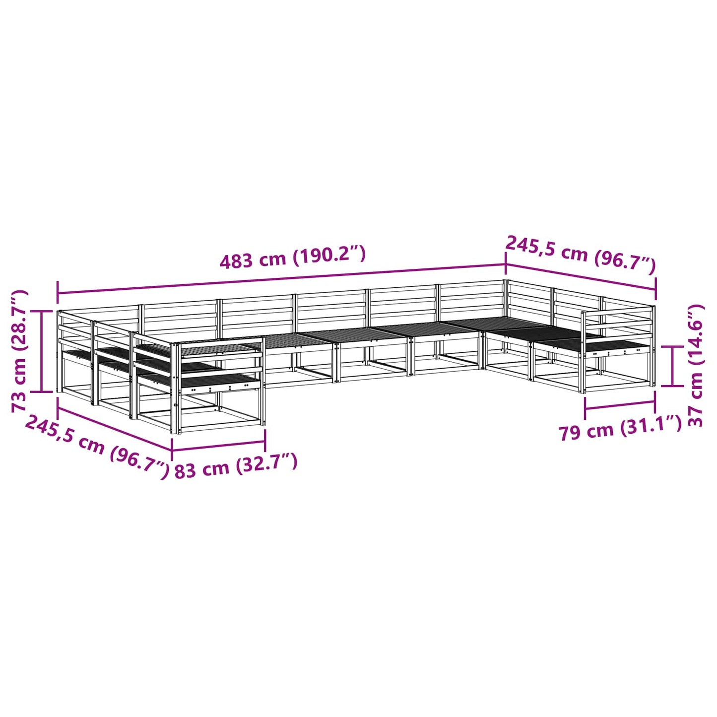Buiten bankenset 10 pcs Wit Massief Acaciahout is nu te koop bij PeponiXL, paradijselijk wonen!